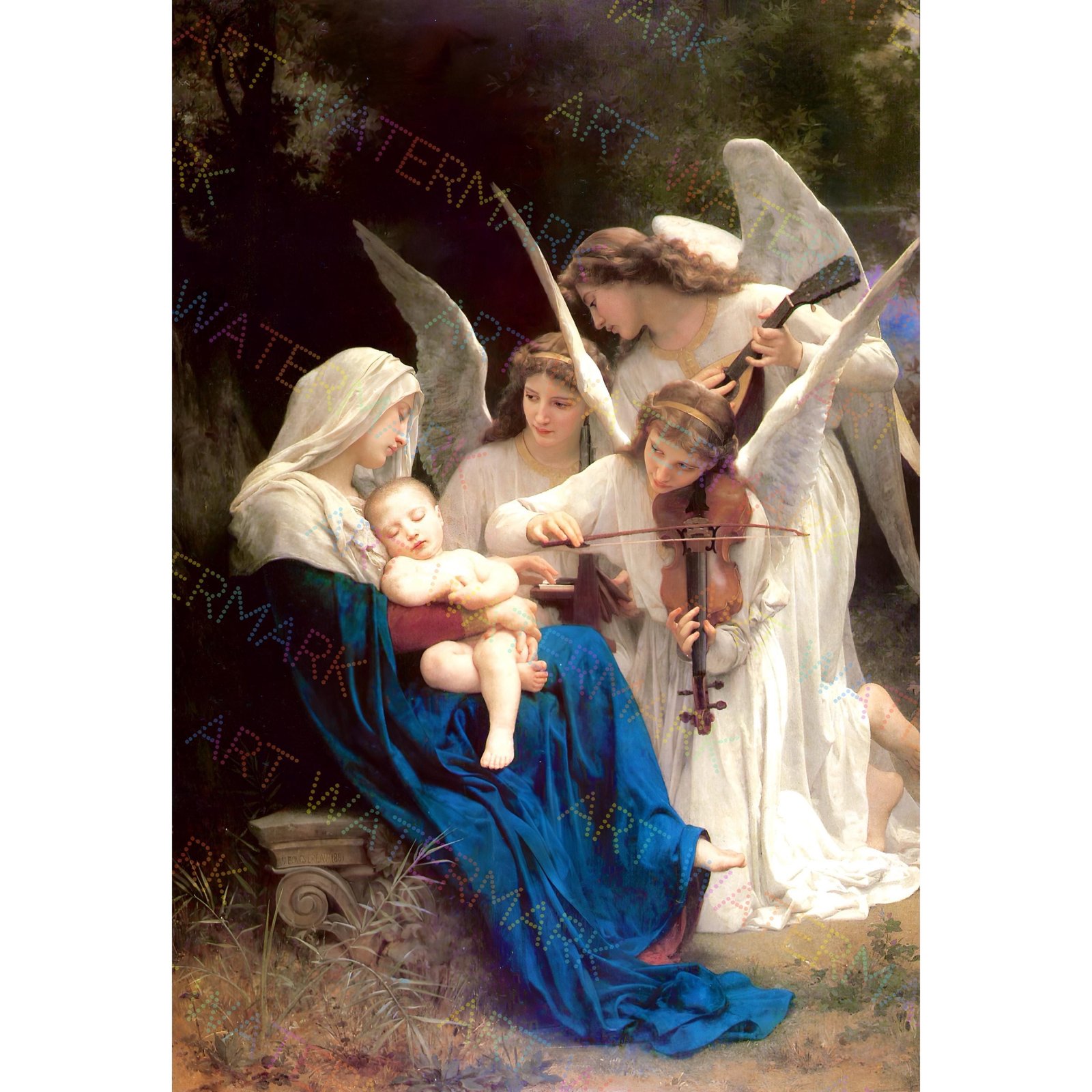 Virgin Mary and Angels Canvas Print: Bouguereau Painting