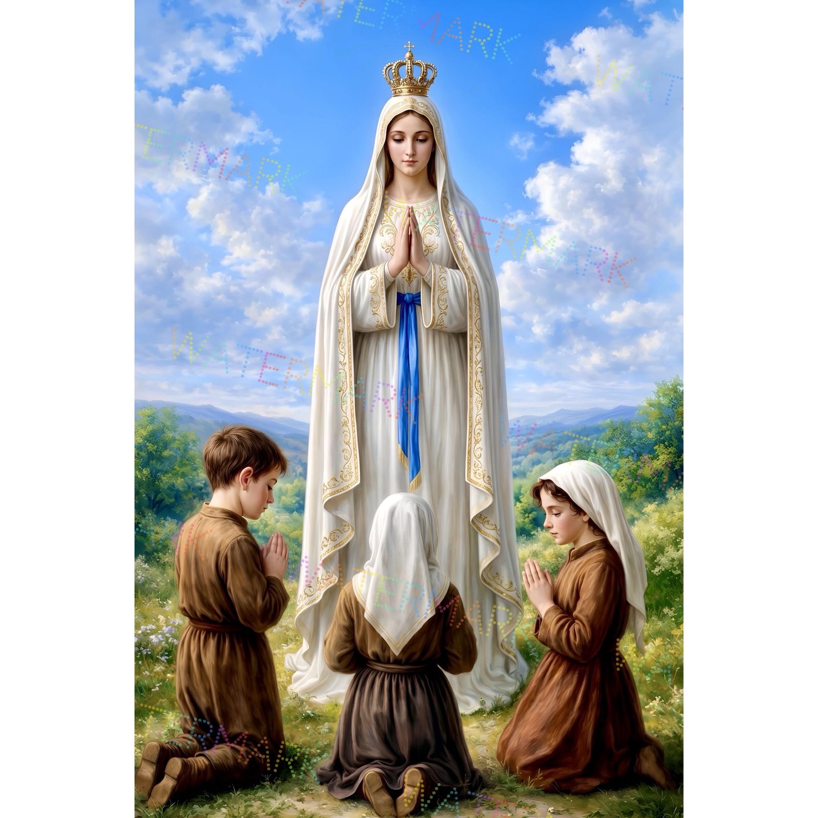 Our Lady of Fatima Canvas Print | Apparition of Virgin Mary, Lucia, Francesco, Jacinta