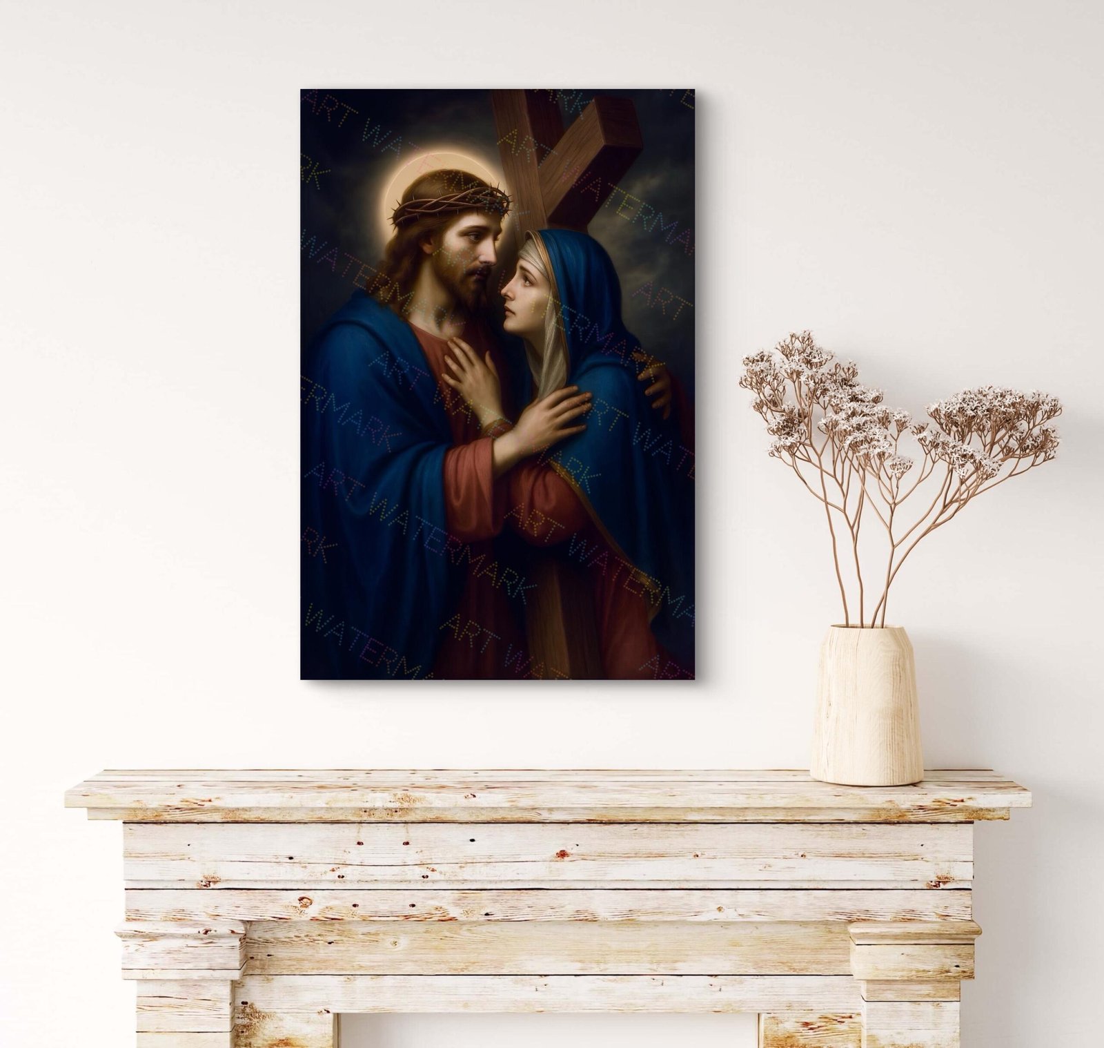 Jesus Meets Mother Canvas: Way of the Cross Catholic Art - Image 2