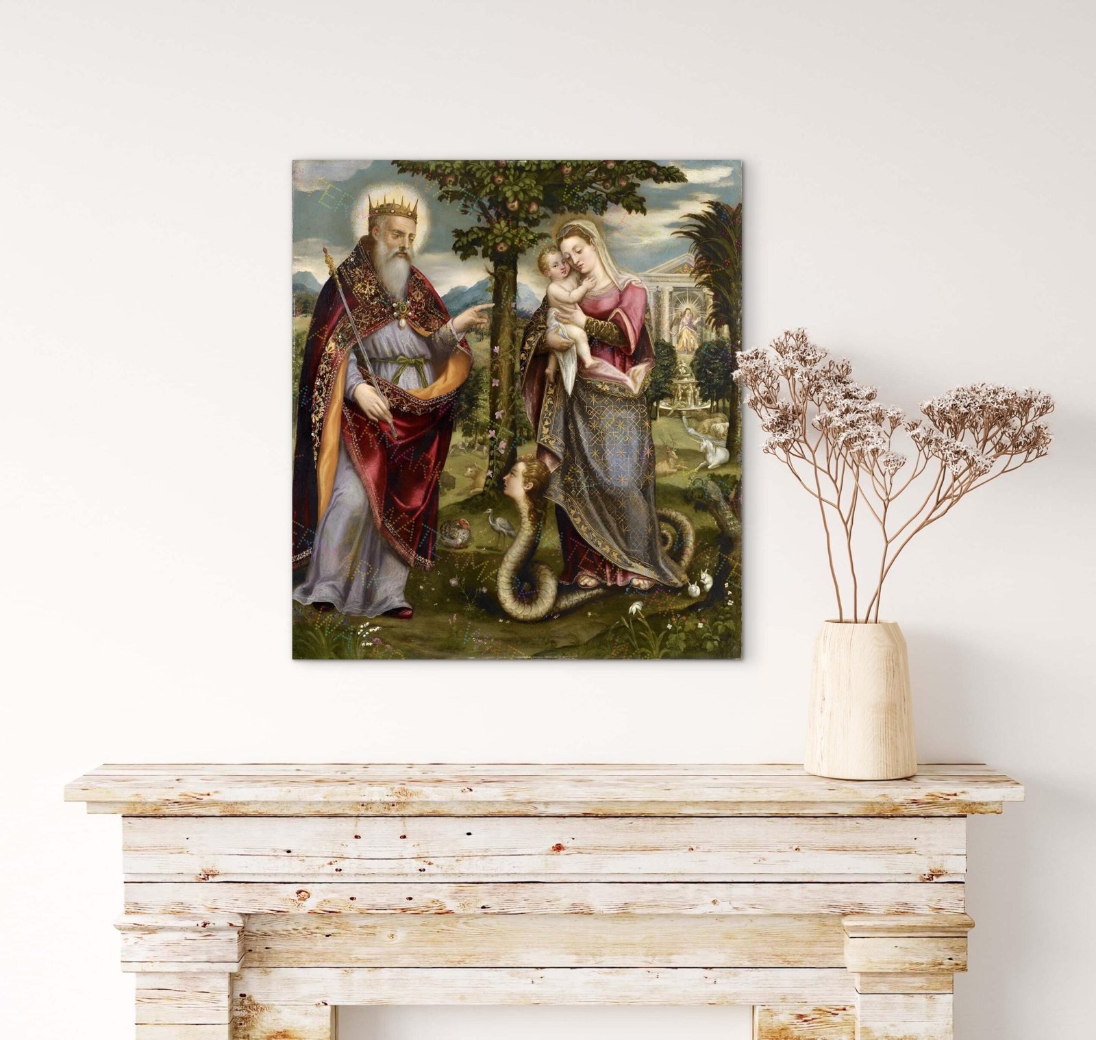 Immaculata (Mary the New Eve) with God the Father — Luca Mombello, c.1560–1580 — Renaissance Catholic Marian Canvas Wall Art - Image 2