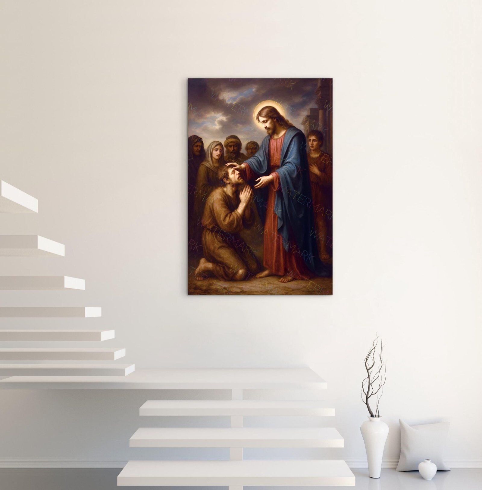 Jesus Healing the Blind Man Digital Download | Biblical Miracle Art Print | Christian Printable Wall Decor | Scripture-Inspired Artwork