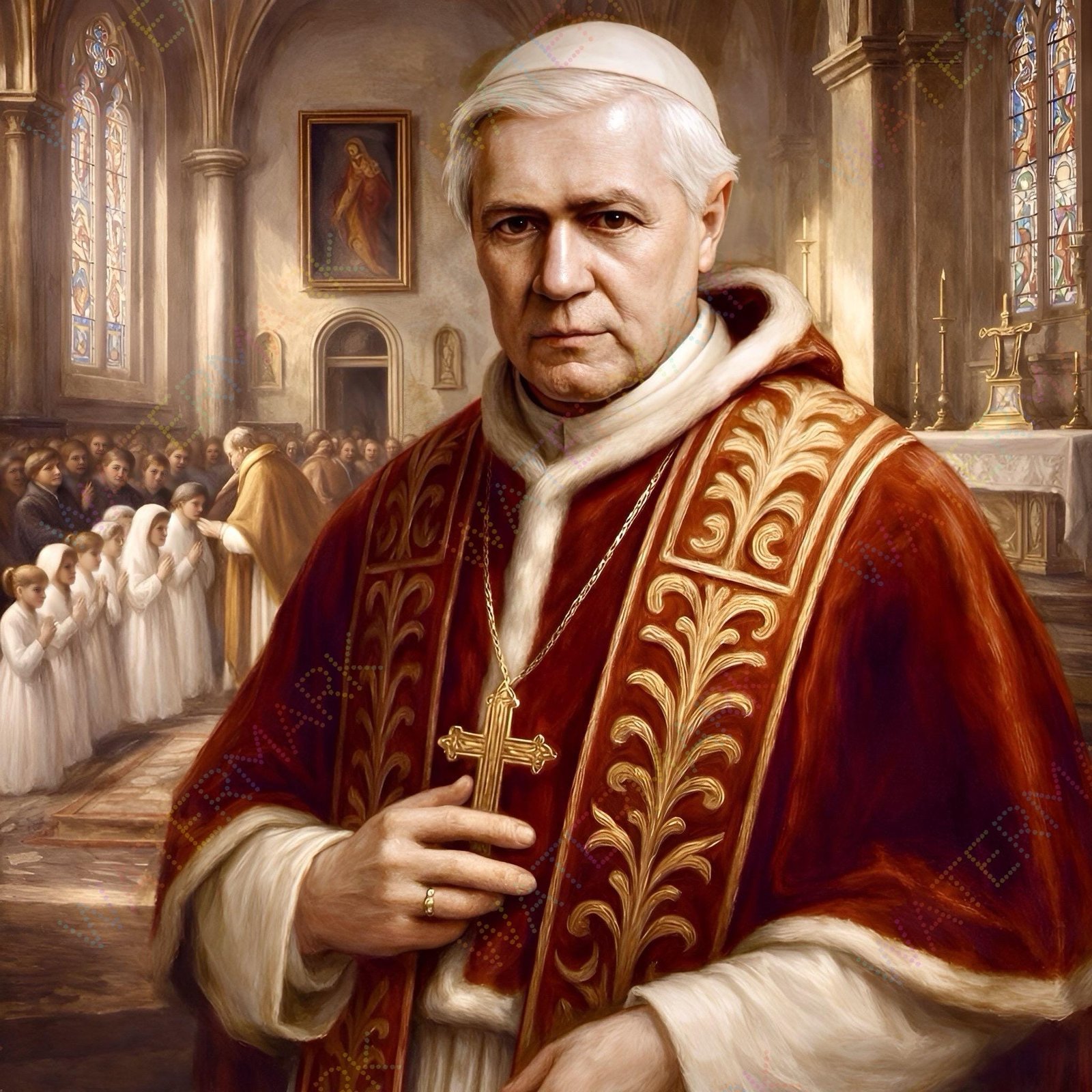 St. Pius X Canvas Wall Art, Pope of the Eucharist Painting, Catholic Saint Artwork, Saint Pius X Picture, Catholic Gift Print