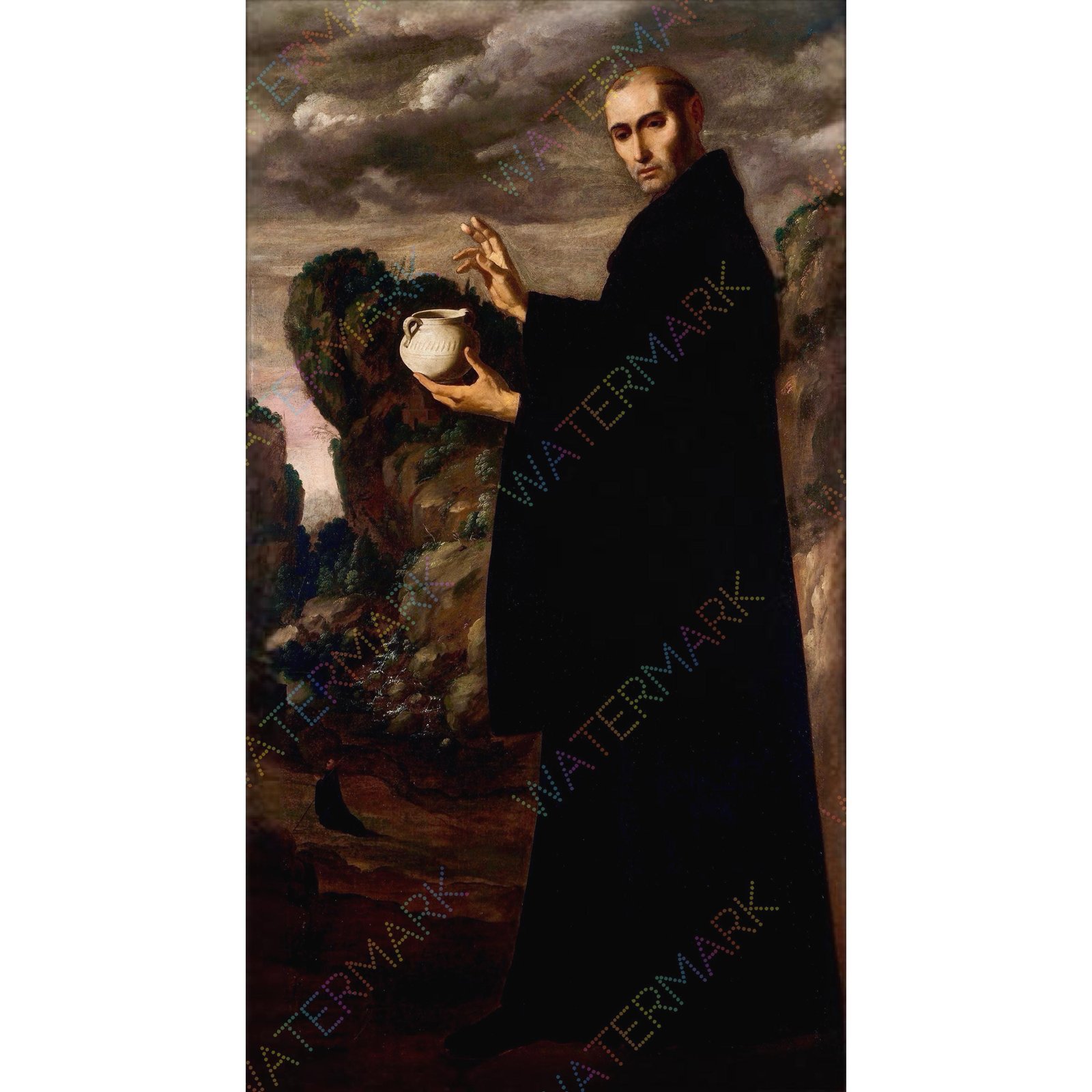 St Benedict Canvas Print – Francisco Zurbarán Baroque Religious Artwork