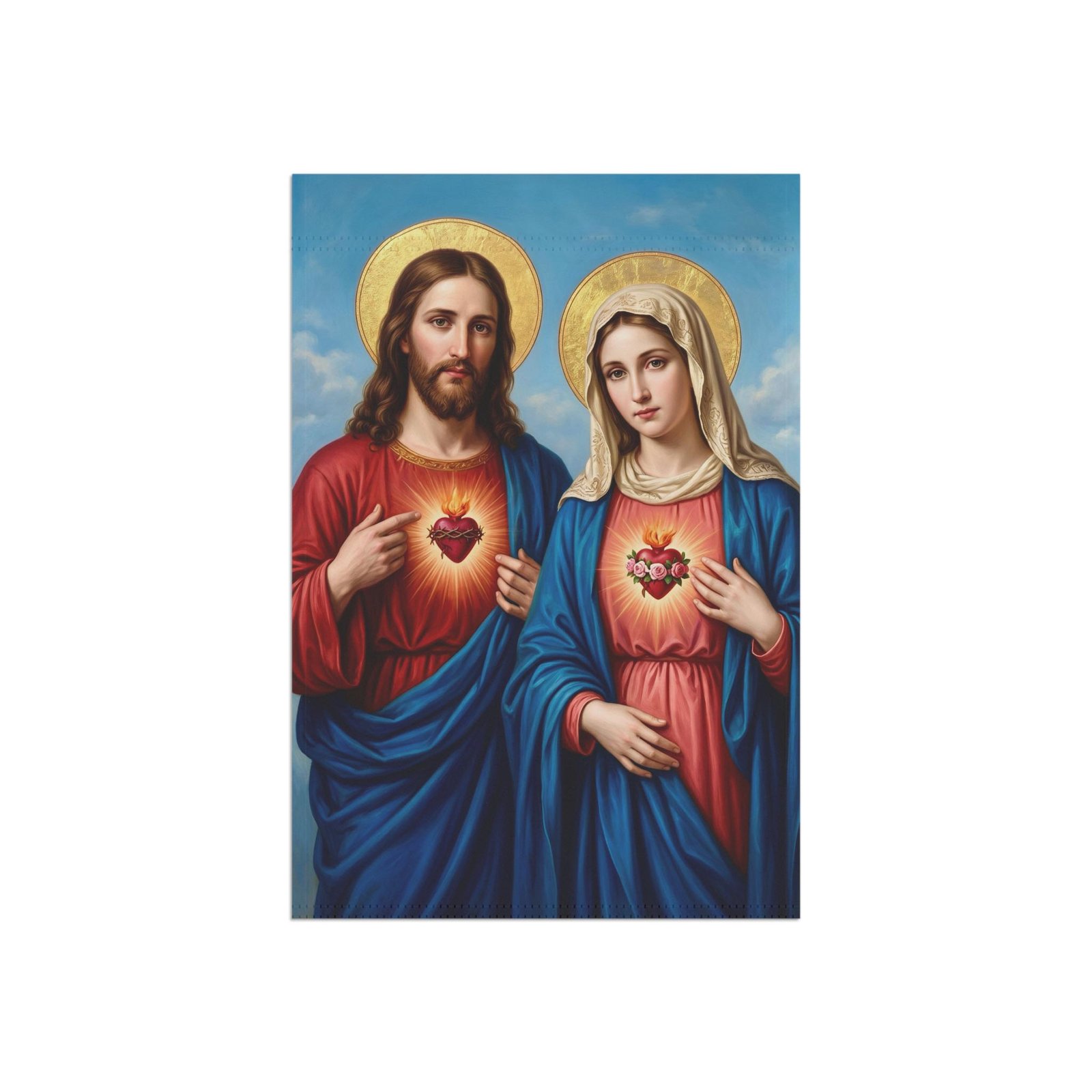Sacred Hearts Jesus and Mary Garden Flag | House Banner - Image 6