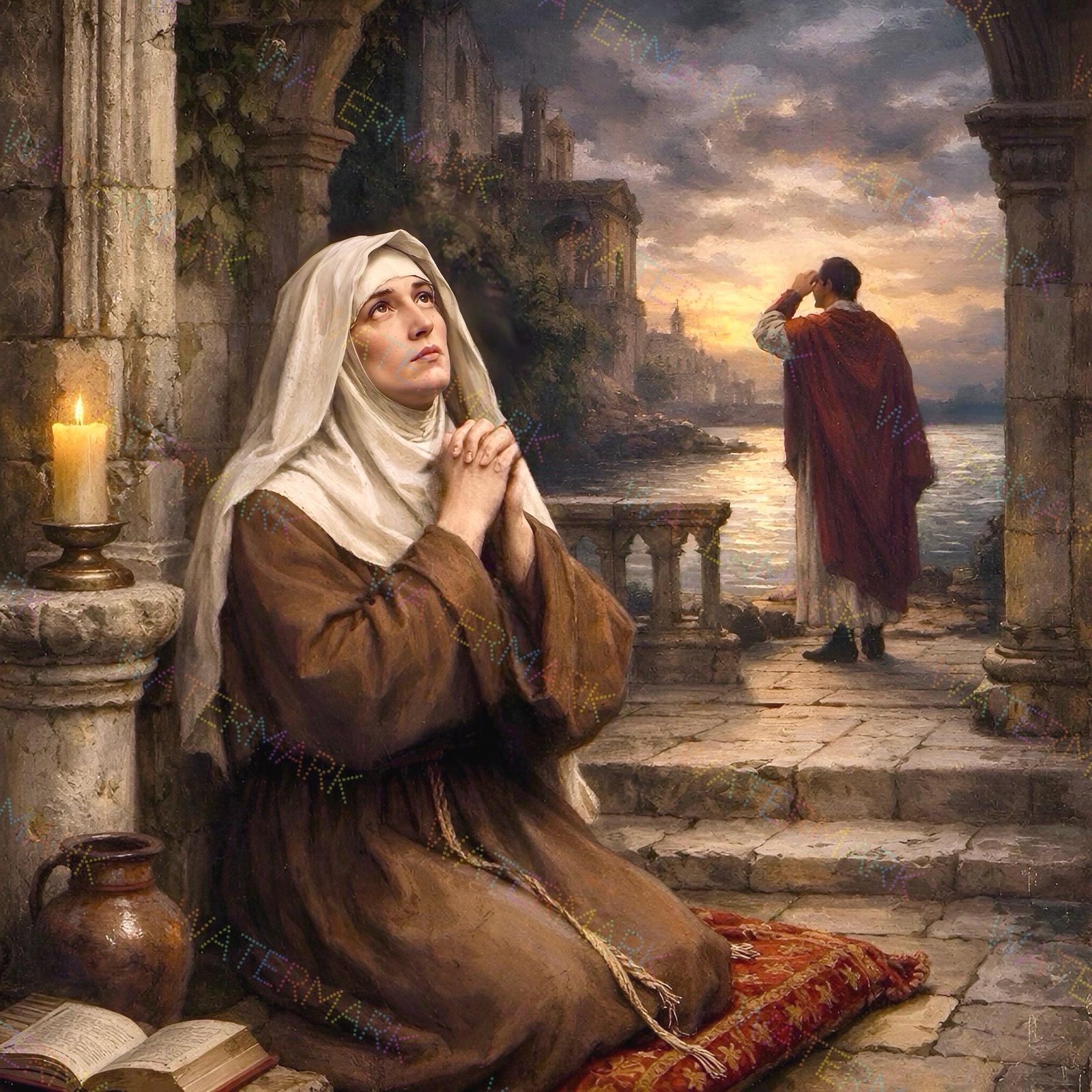 St. Monica Praying for St. Augustine Canvas