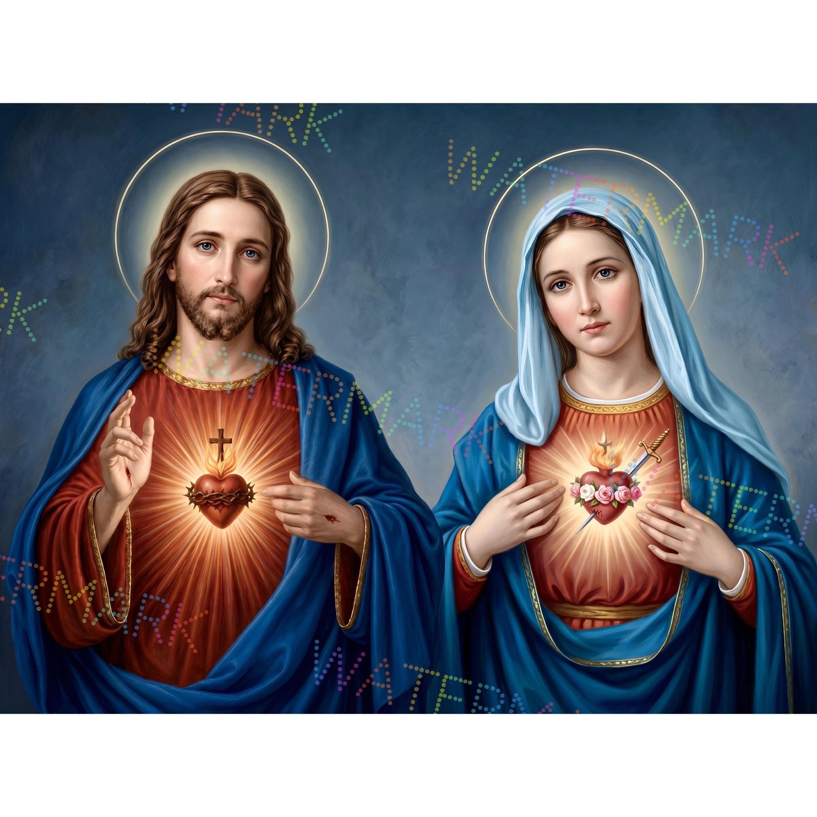 Sacred Hearts Canvas | Jesus & Mary Catholic Consecration Wall Art