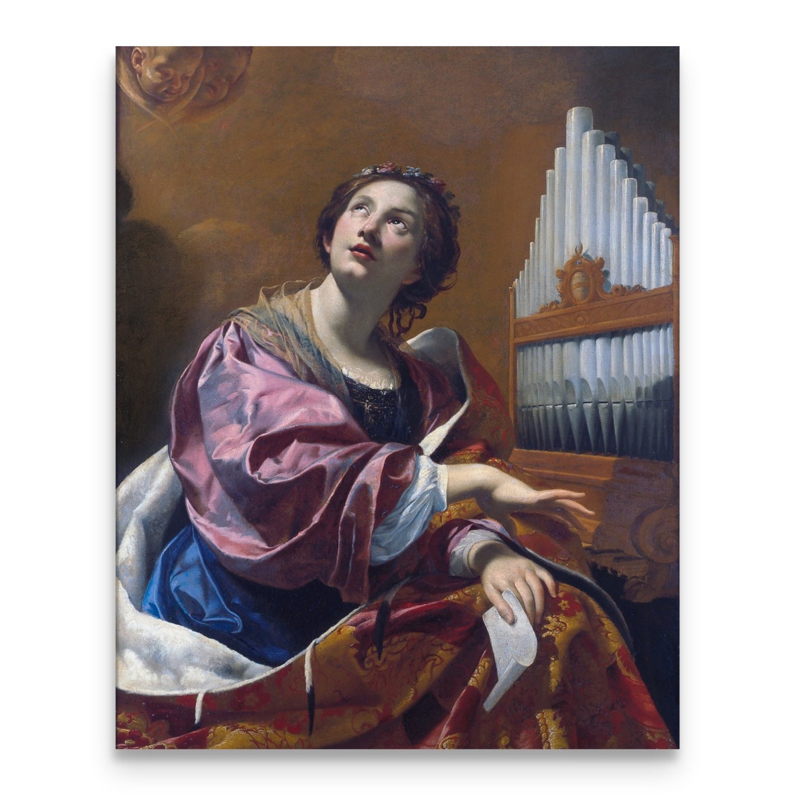 St. Cecilia Canvas Art: Patron Saint of Musicians, Simon Vouet Painting