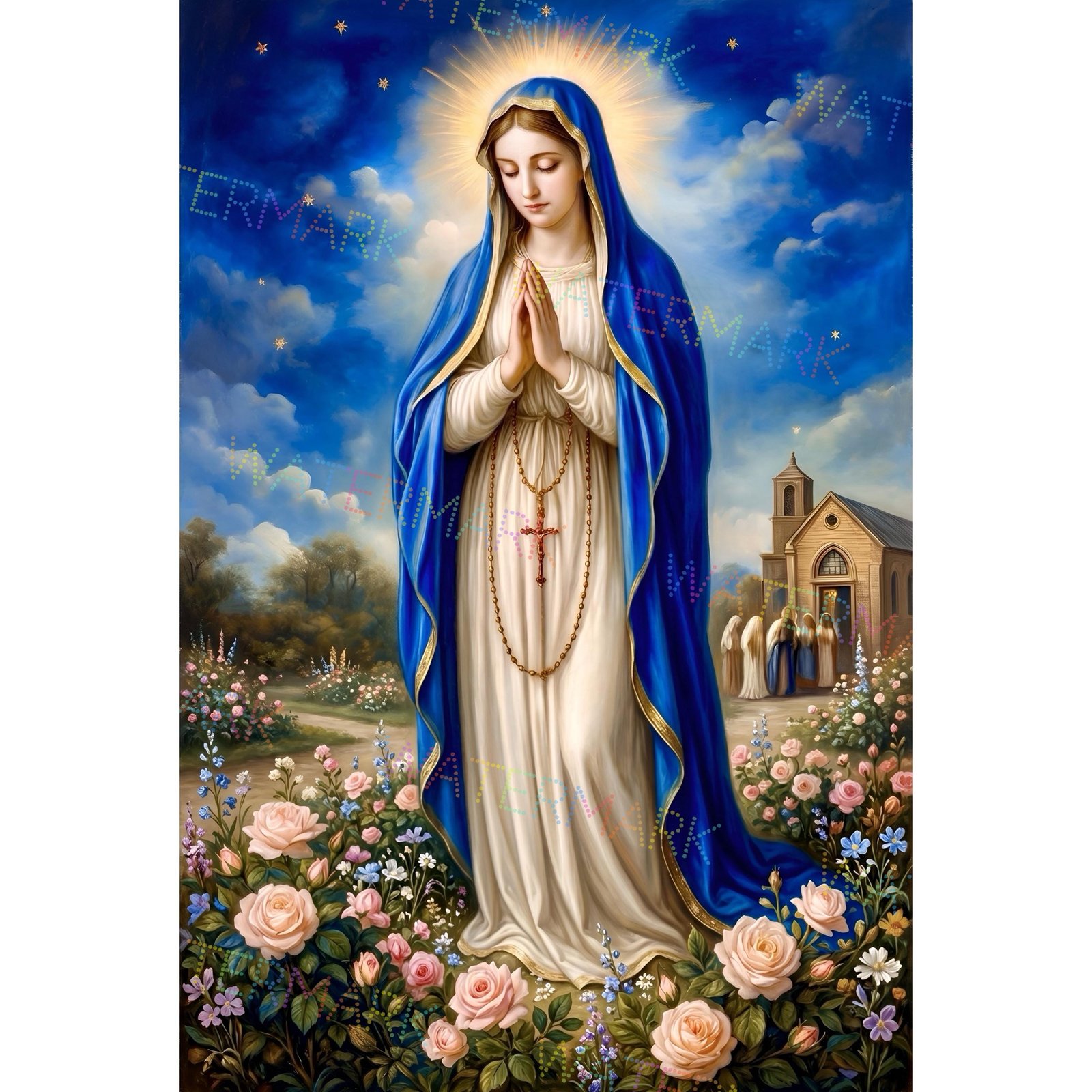 Our Lady of the Rosary Canvas | Catholic Wall Art