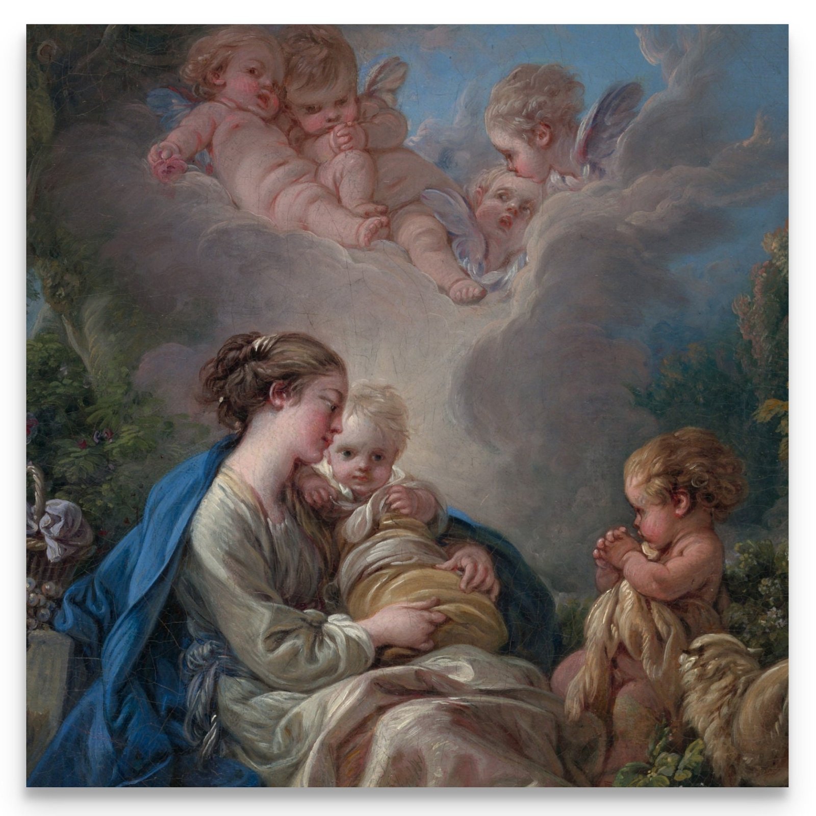 Virgin Mary, Infant Jesus & St. John the Baptist, Catholic Wall Art, Christian Decor