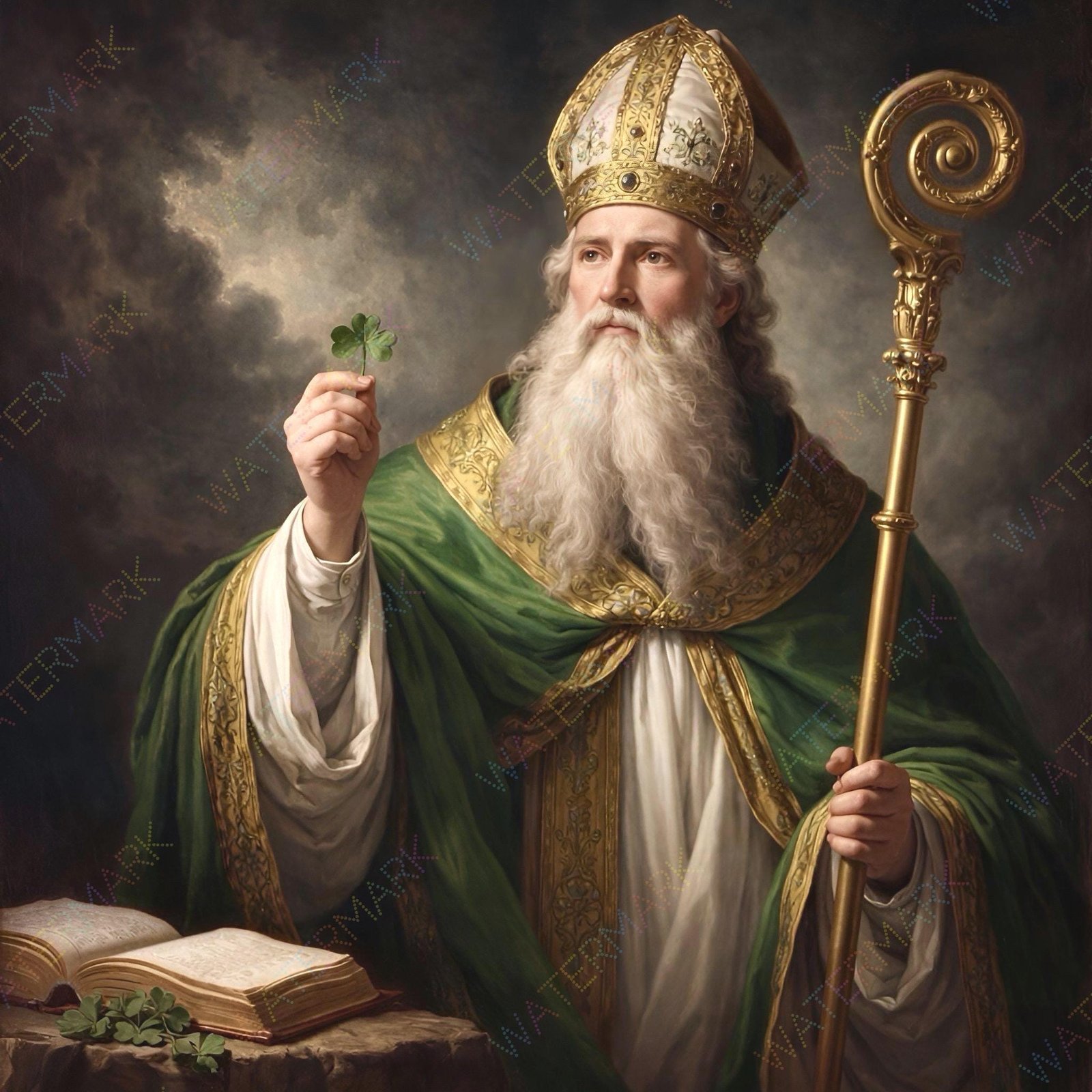 Saint Patrick Canvas Art | Patron Saint of Ireland Wall Artwork (Ready to Hang)