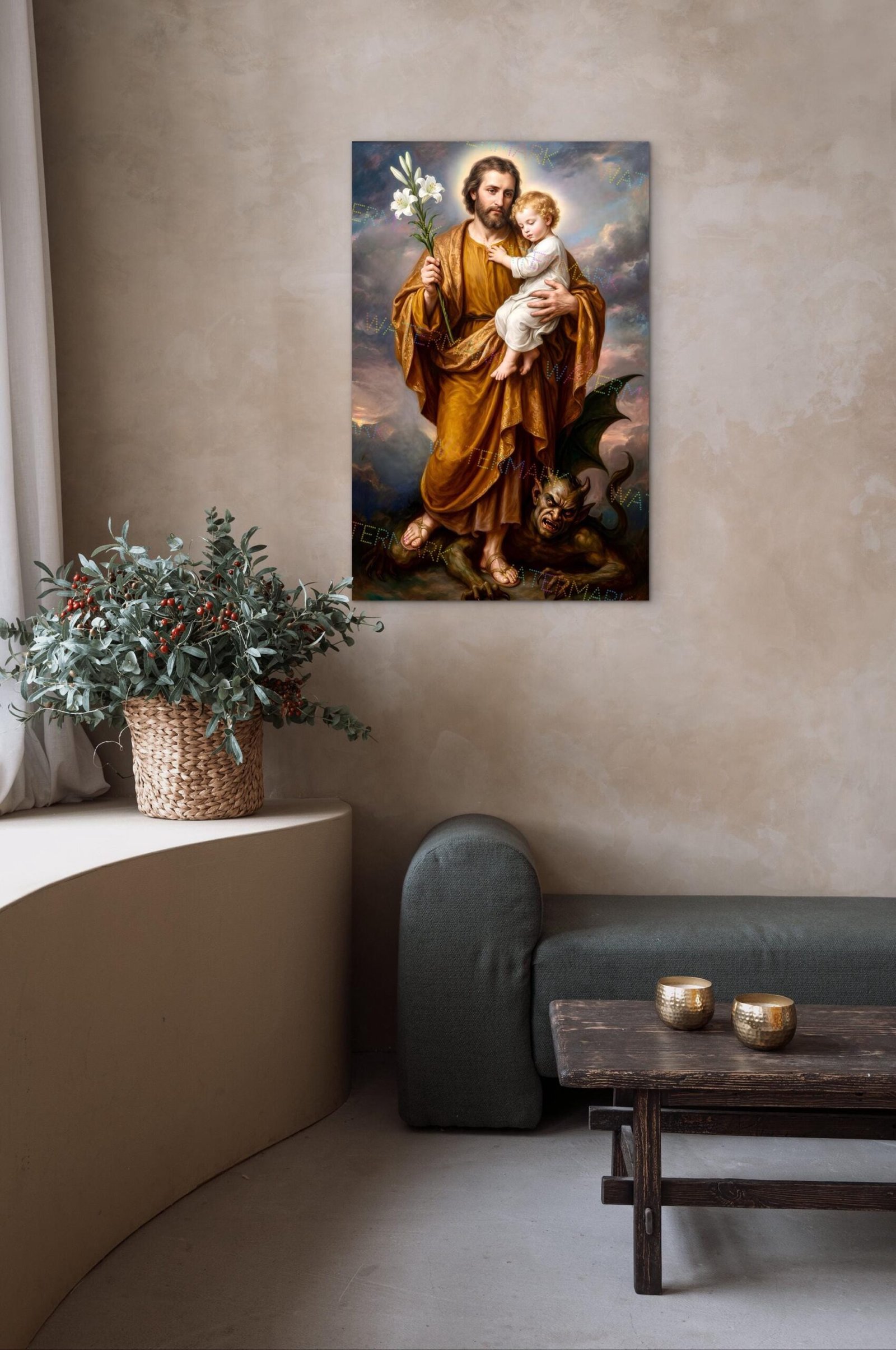 St. Joseph Terror of Demons Canvas Art, Catholic Wall Picture - Image 8
