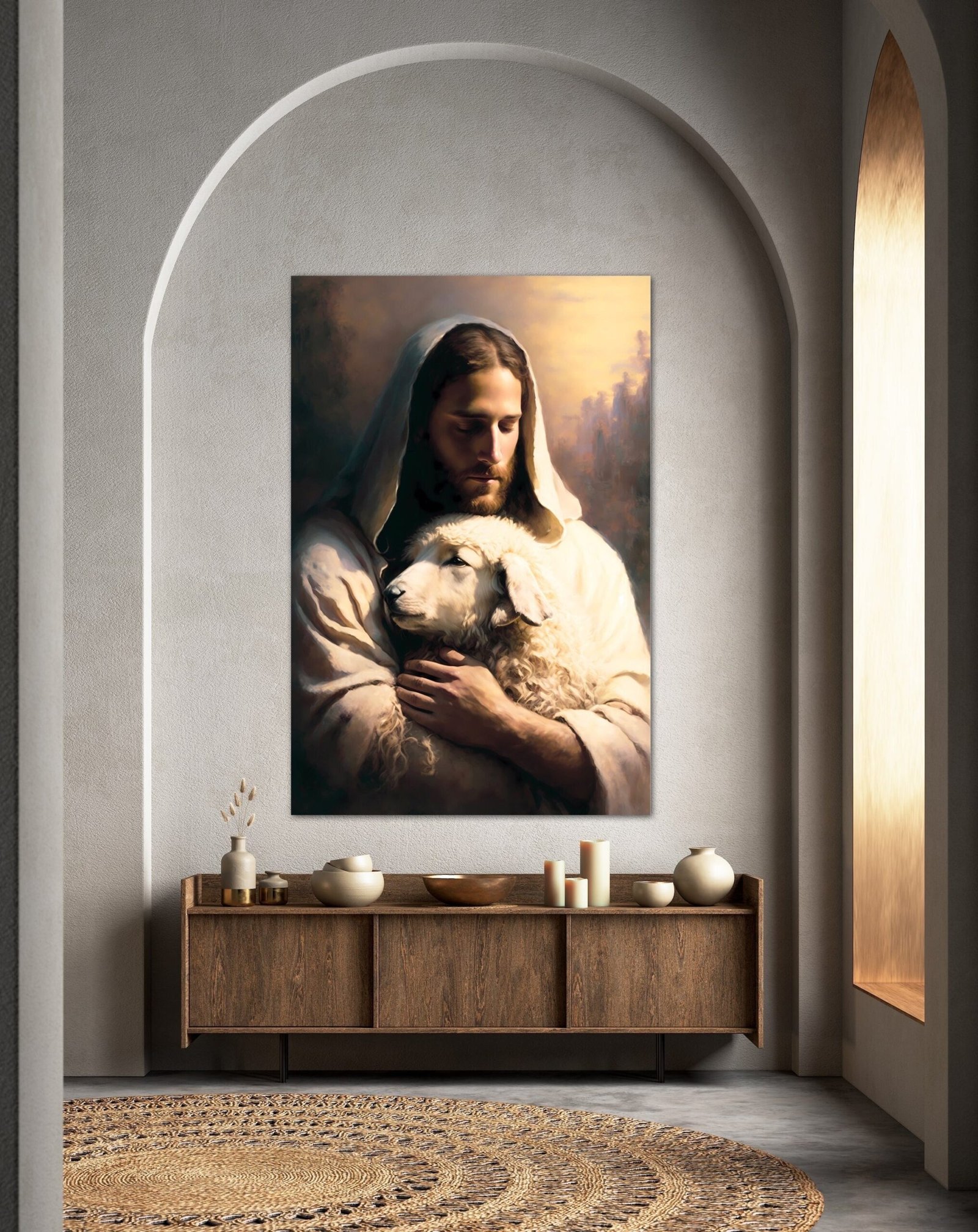 Jesus the Good Shepherd Canvas Wall Art: Christian Home Decor