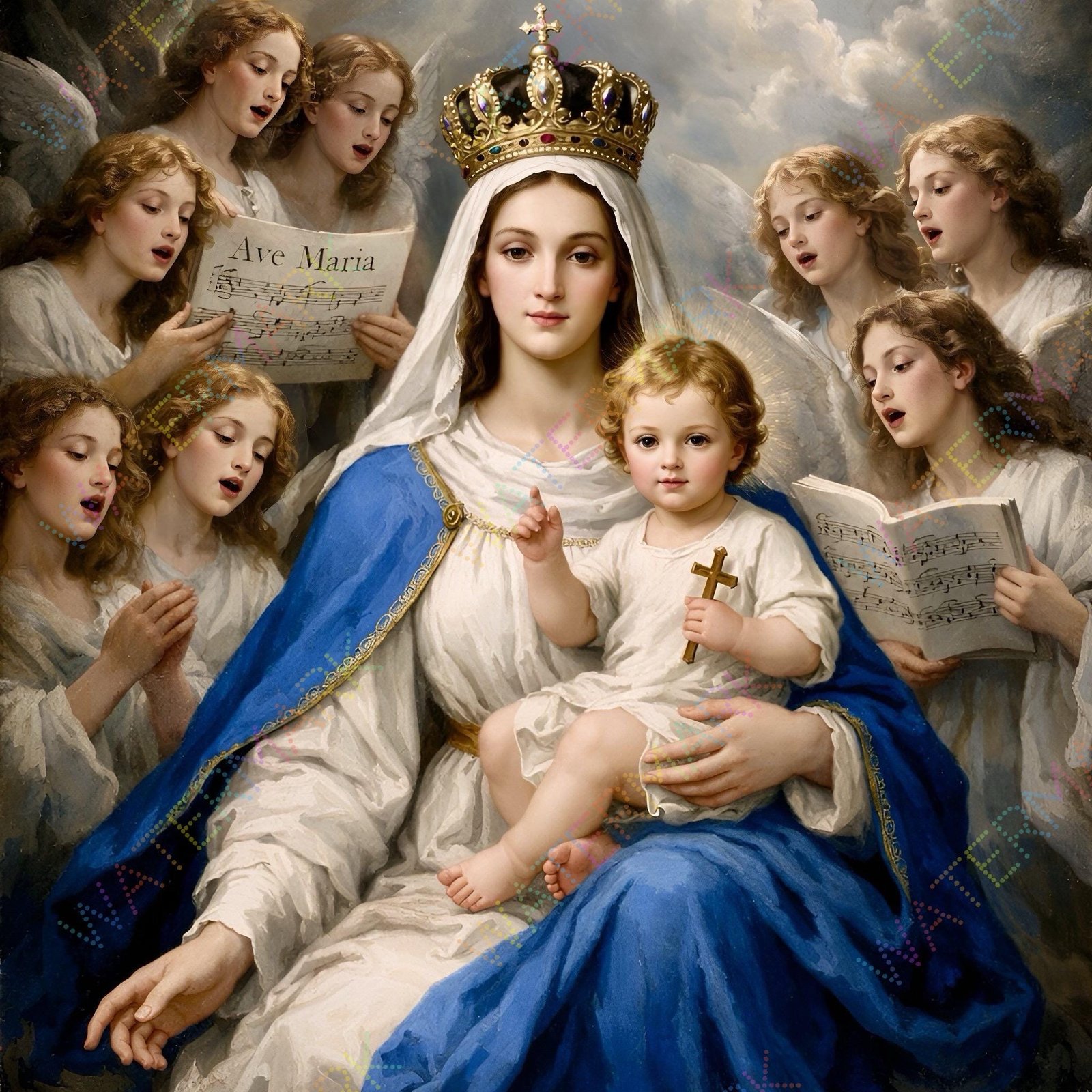 Virgin Mary & Child Jesus Canvas – Angel Choir Catholic Wall Art