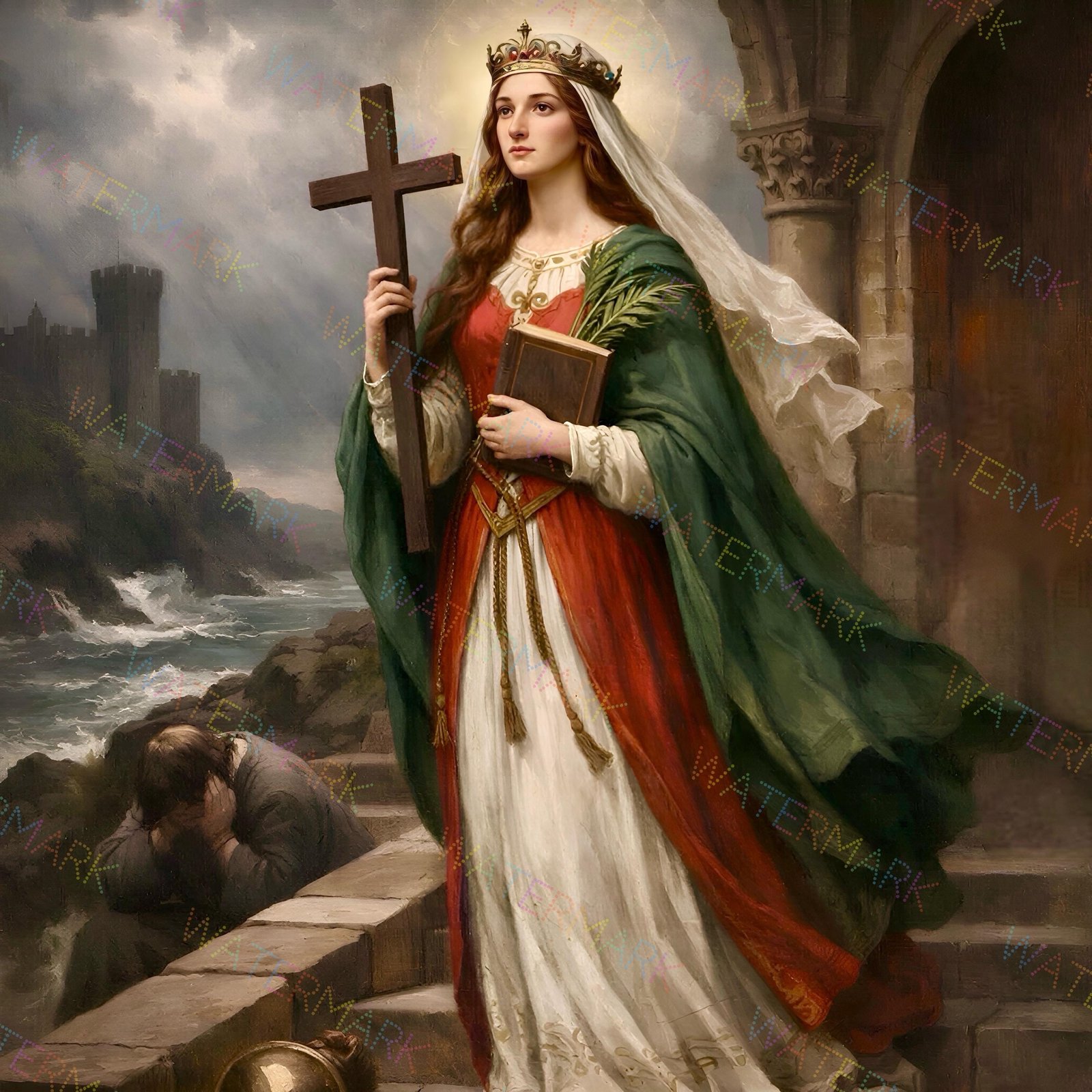 St. Dymphna Canvas | Irish Princess Martyr | Patron Saint | Catholic Artwork