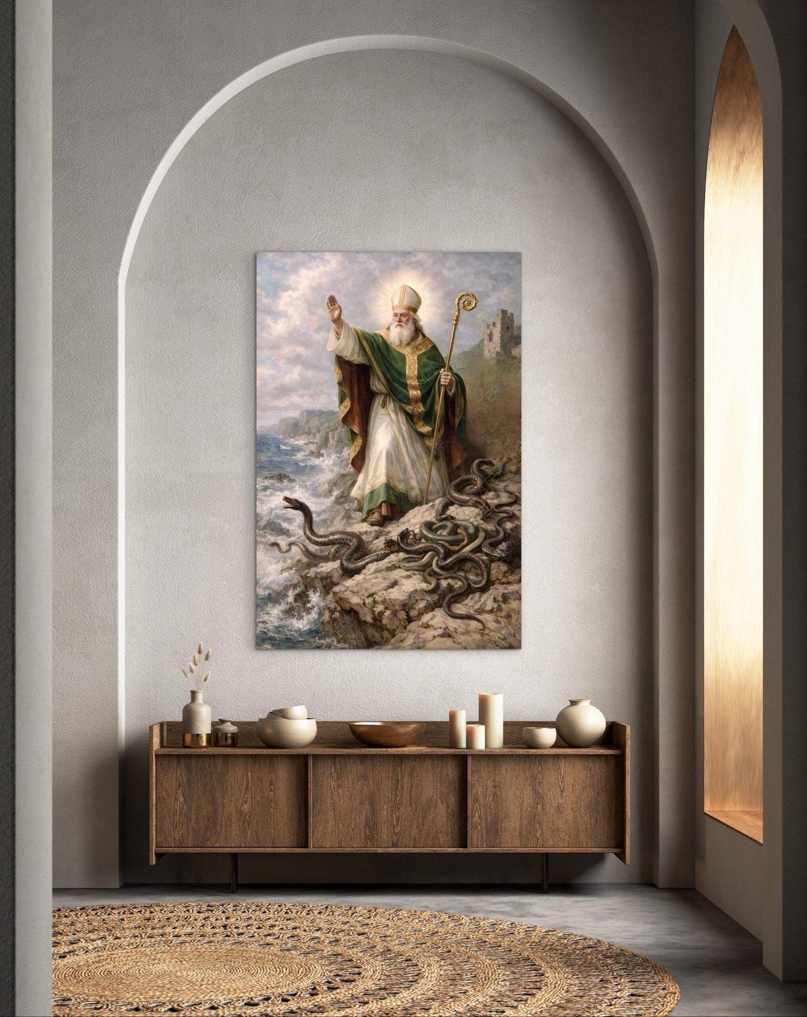 St. Patrick Bishop Canvas, Irish Wall Art, Driving Snakes Out Of Ireland - Image 3