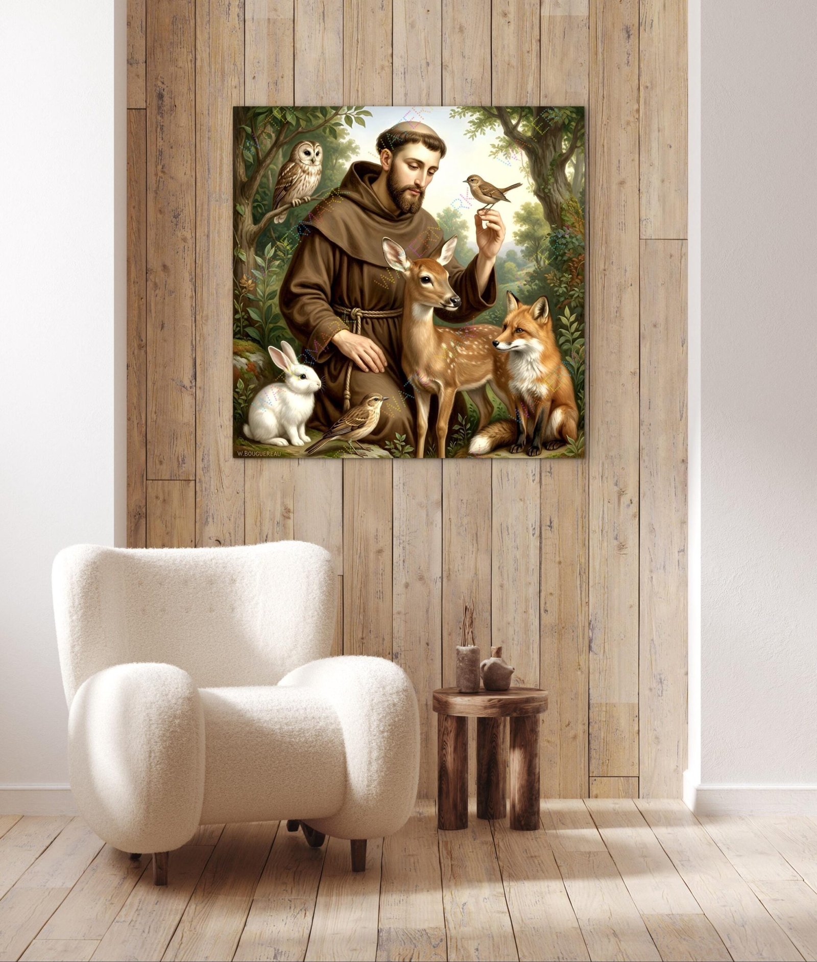 St Francis with Animals Canvas, Patron Saint Nature Catholic Wall Art - Image 2