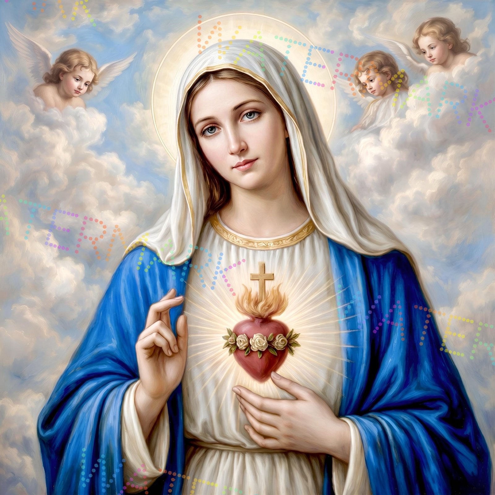 Immaculate Heart of Mary Wall Art, Catholic Canvas, Marian Decor
