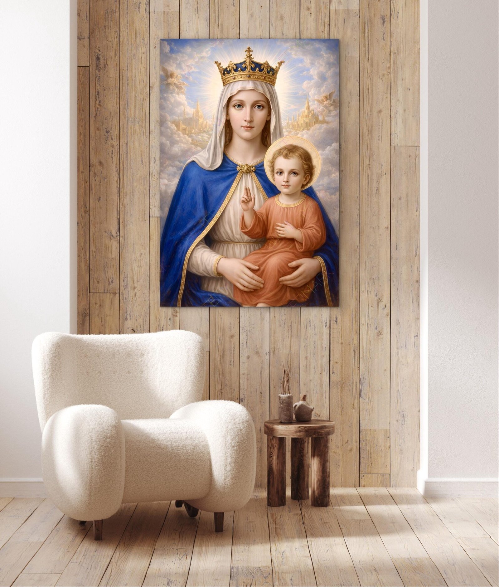 Our Lady Queen & Infant Jesus | Jesus Mary Picture on Canvas | Catholic Artwork - Image 4