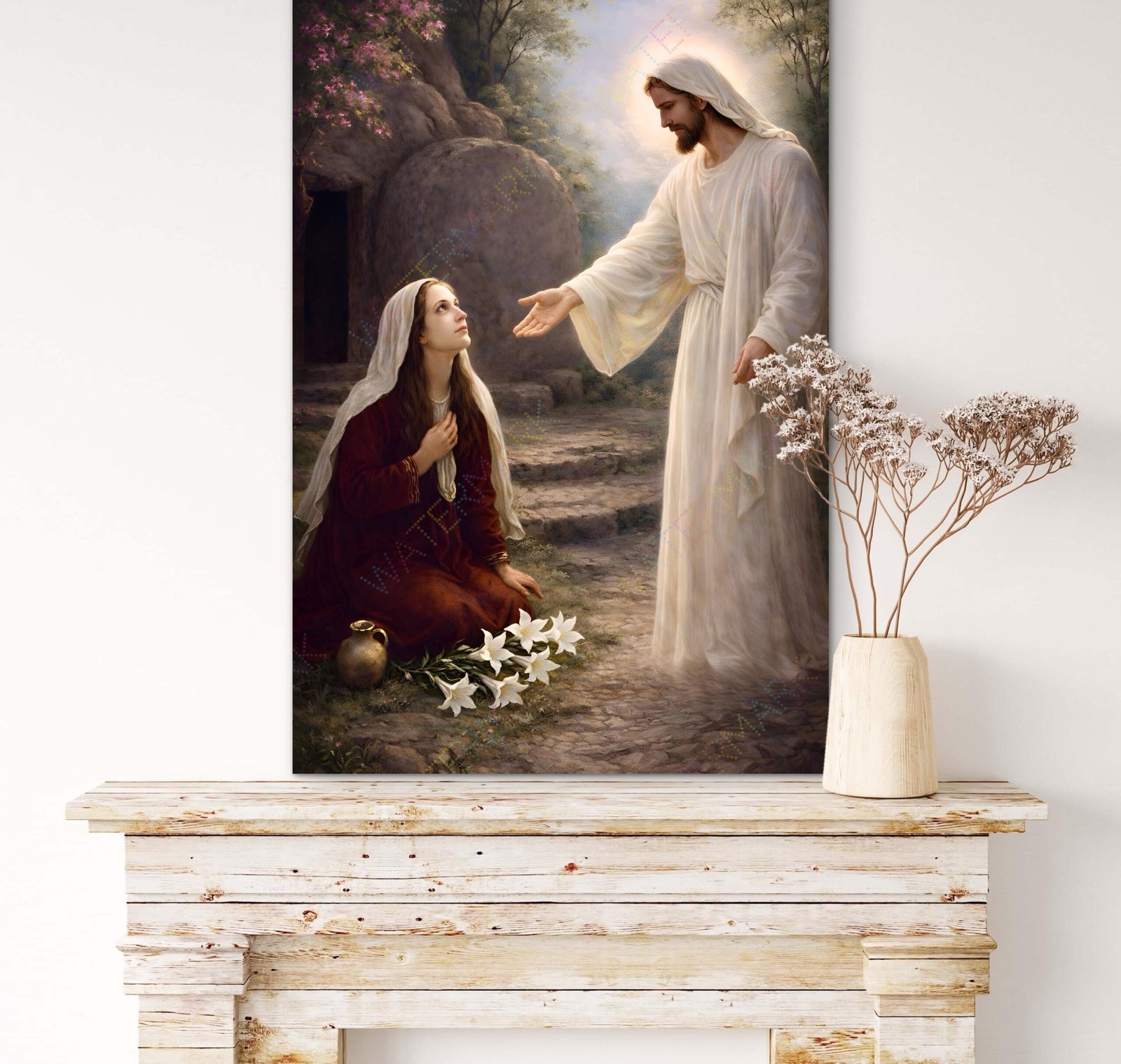 Jesus and St. Mary Magdalene Resurrection Canvas | Christian Wall Art | Biblical Scene Painting - Image 2