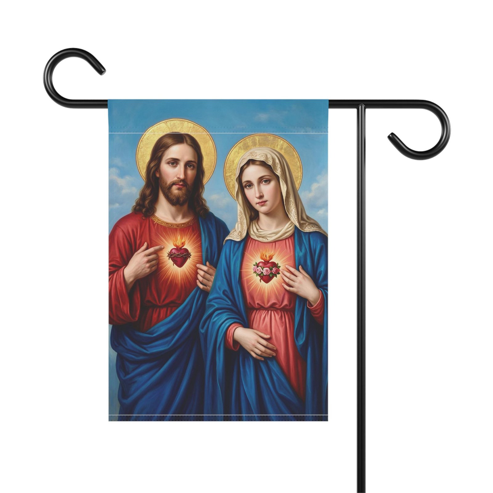 Sacred Hearts Jesus and Mary Garden Flag | House Banner - Image 5
