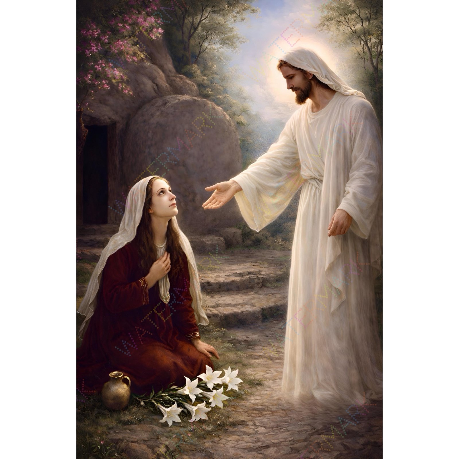 Jesus and St. Mary Magdalene Resurrection Canvas | Christian Wall Art | Biblical Scene Painting