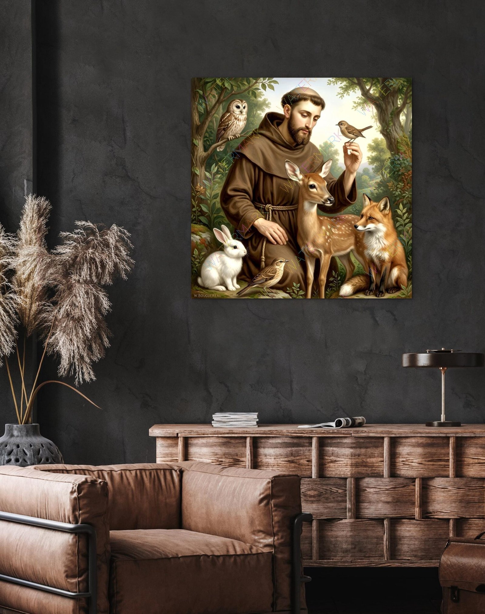 St Francis with Animals Canvas, Patron Saint Nature Catholic Wall Art - Image 3