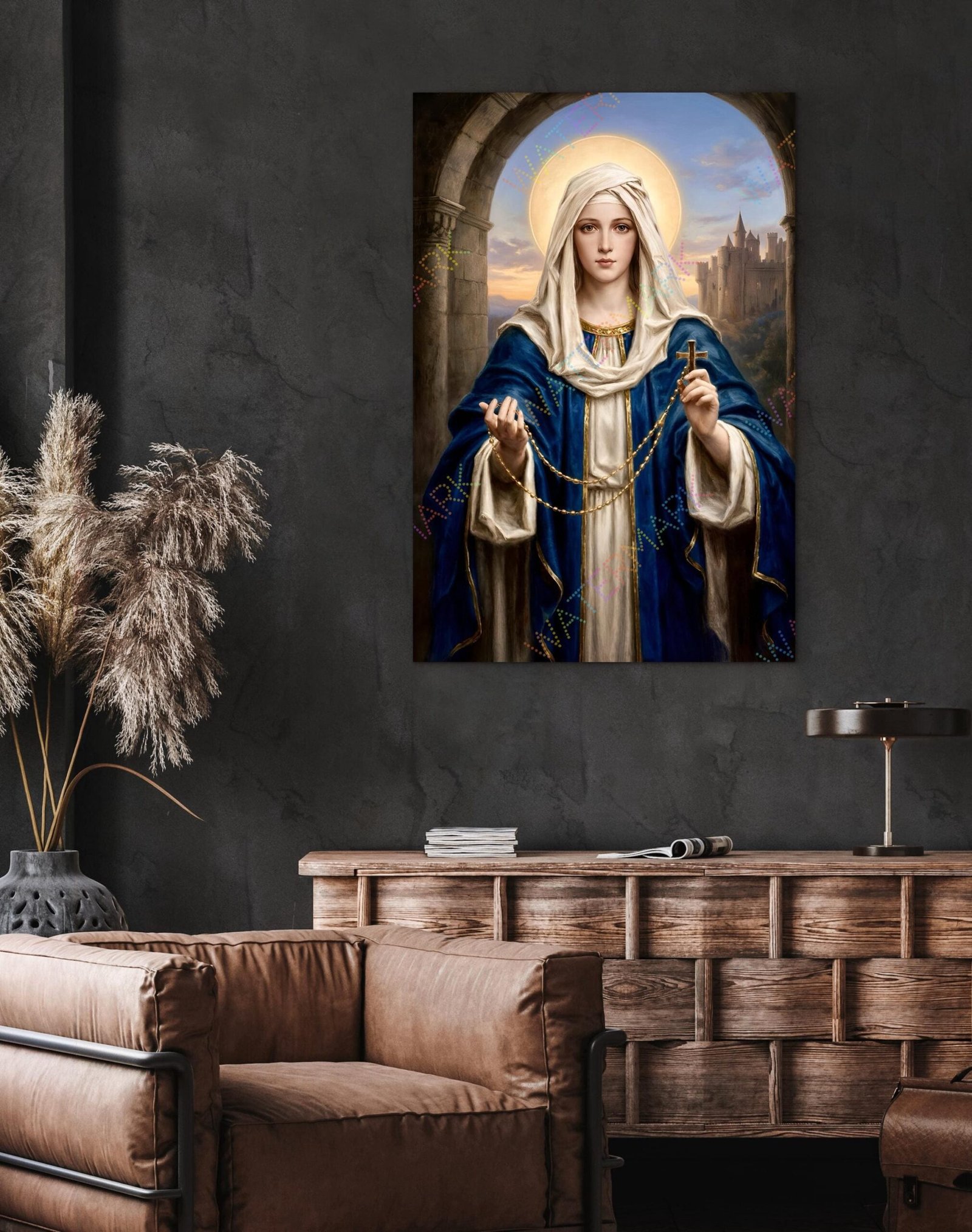 Our Lady of the Rosary Canvas: Catholic Wall Art - Image 4
