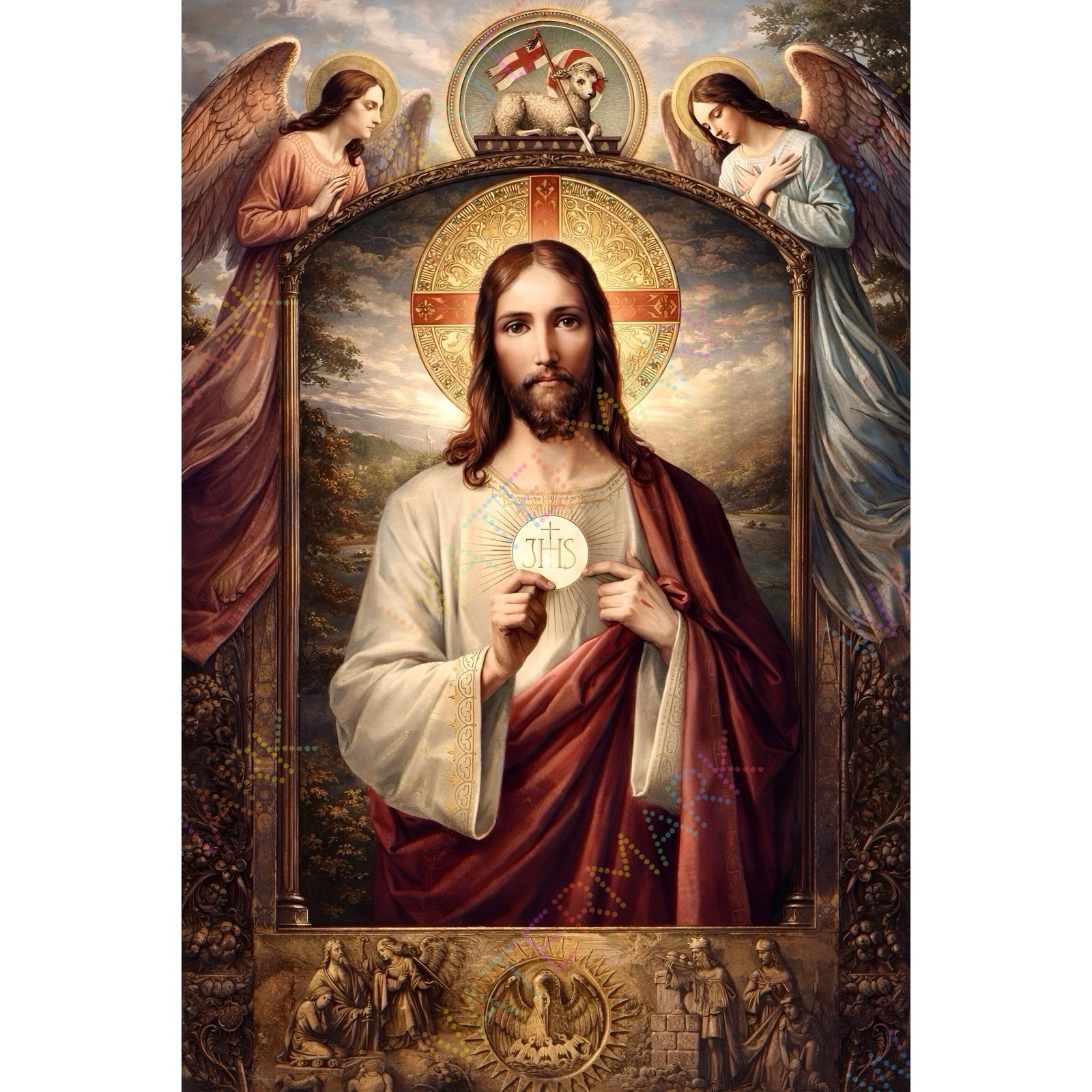 Holy Eucharist Canvas Art: Antique Illustration Restored