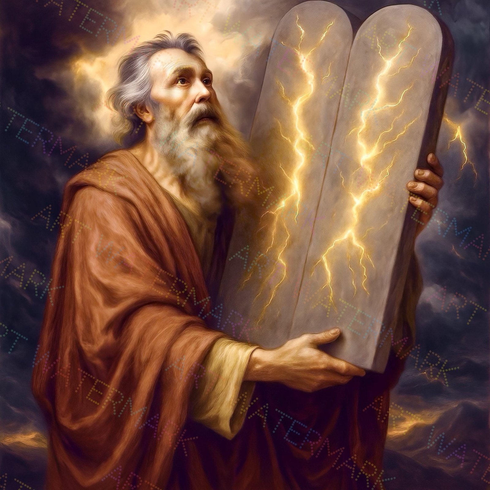 Moses and 10 Commandments Canvas: Bible Wall Art, Christian Home Decor
