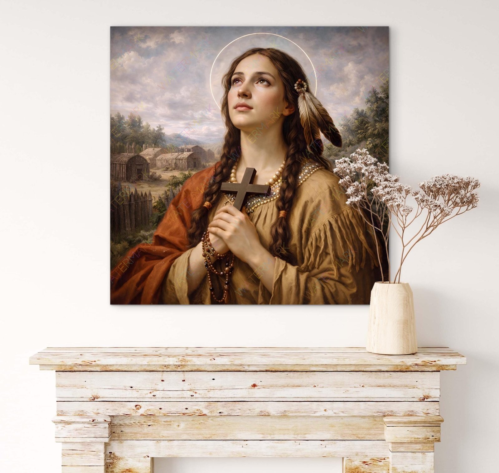 Saint Kateri Tekakwitha Canvas: Catholic Art, Lily of the Mohawks - Image 2