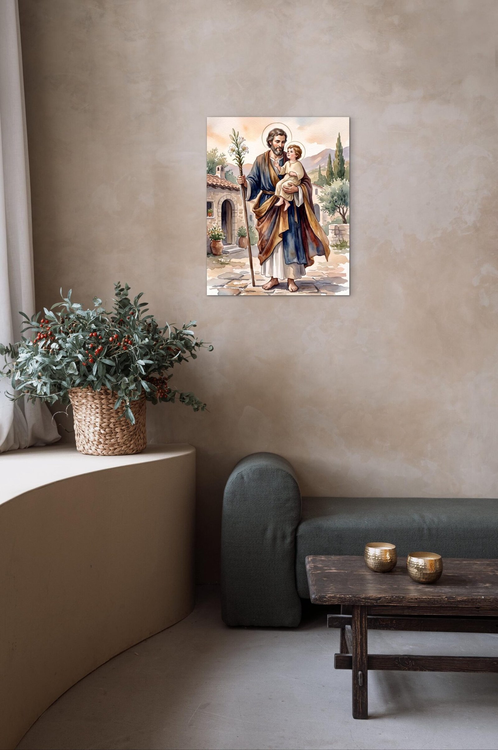St Joseph Watercolor Print, Catholic Wall Art, Printable Saint Decor, Digital Download - Image 7