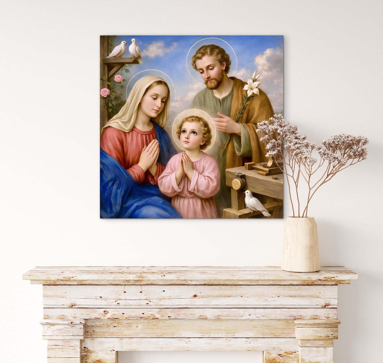 The Holy Family Canvas, Jesus Picture, Blessed Virgin Mary, Child Jesus, Saint Joseph - Image 2