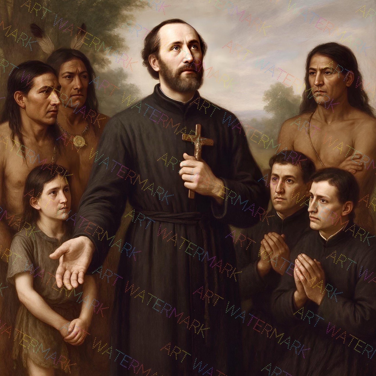St. Isaac Jogues on Canvas | The North American Martyrs | Saint Art Picture | Jesuit Saints