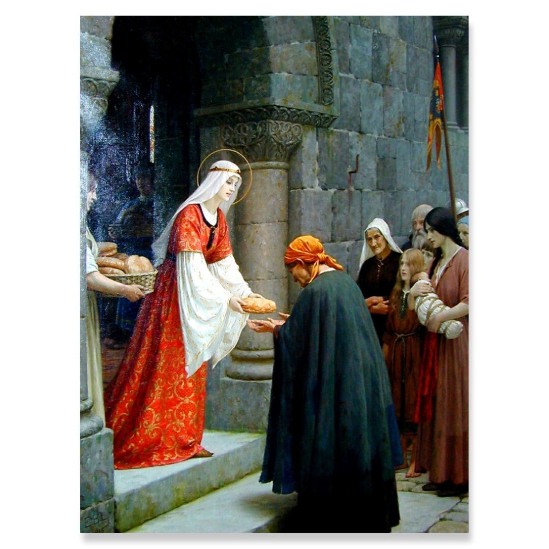 Saint Elizabeth of Hungary, Catholic Artwork , Saint Art Canvas , Religious Pictures Decor, Baptism Gift