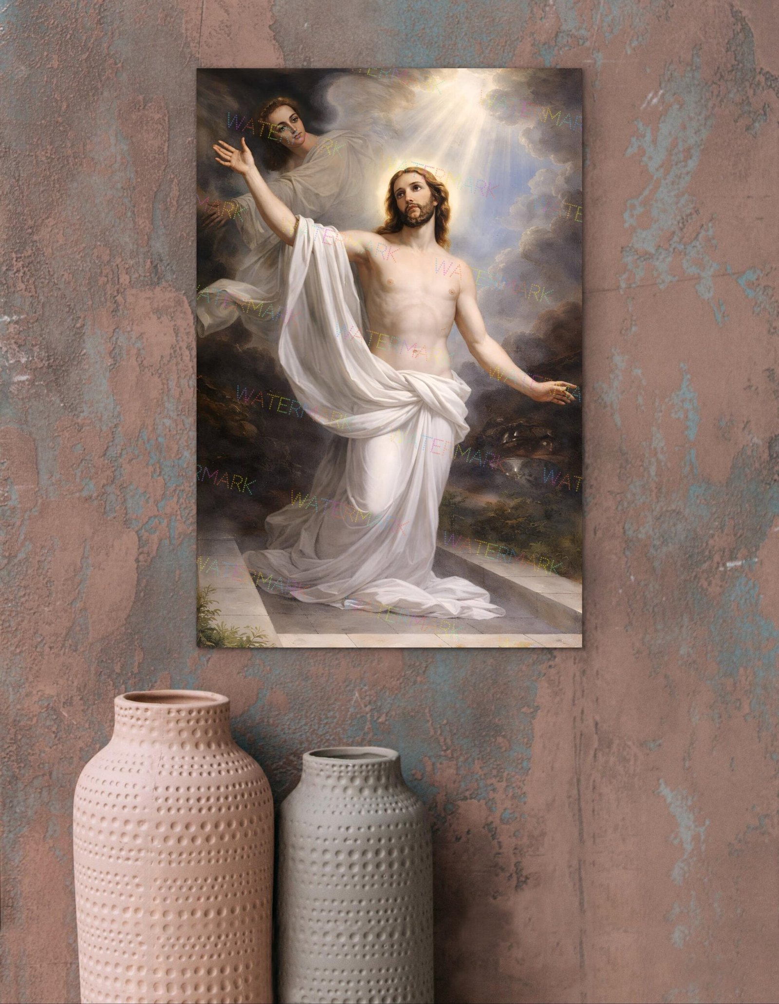 He Has Risen Jesus Canvas, Risen Christ Wall Art, Ready to Hang Christian Decor - Image 6
