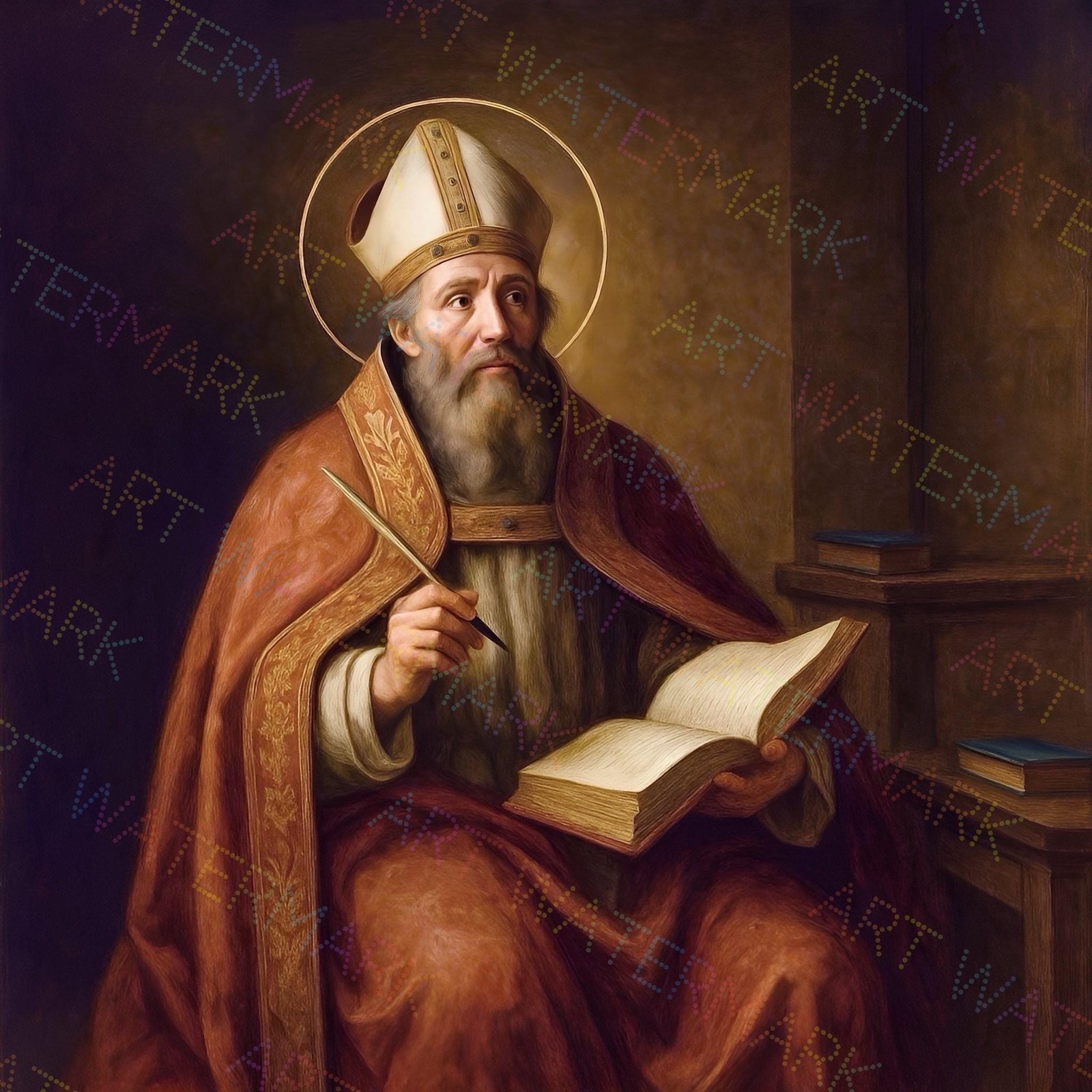 St. Augustine of Hippo Canvas Art: Catholic Saint Artwork