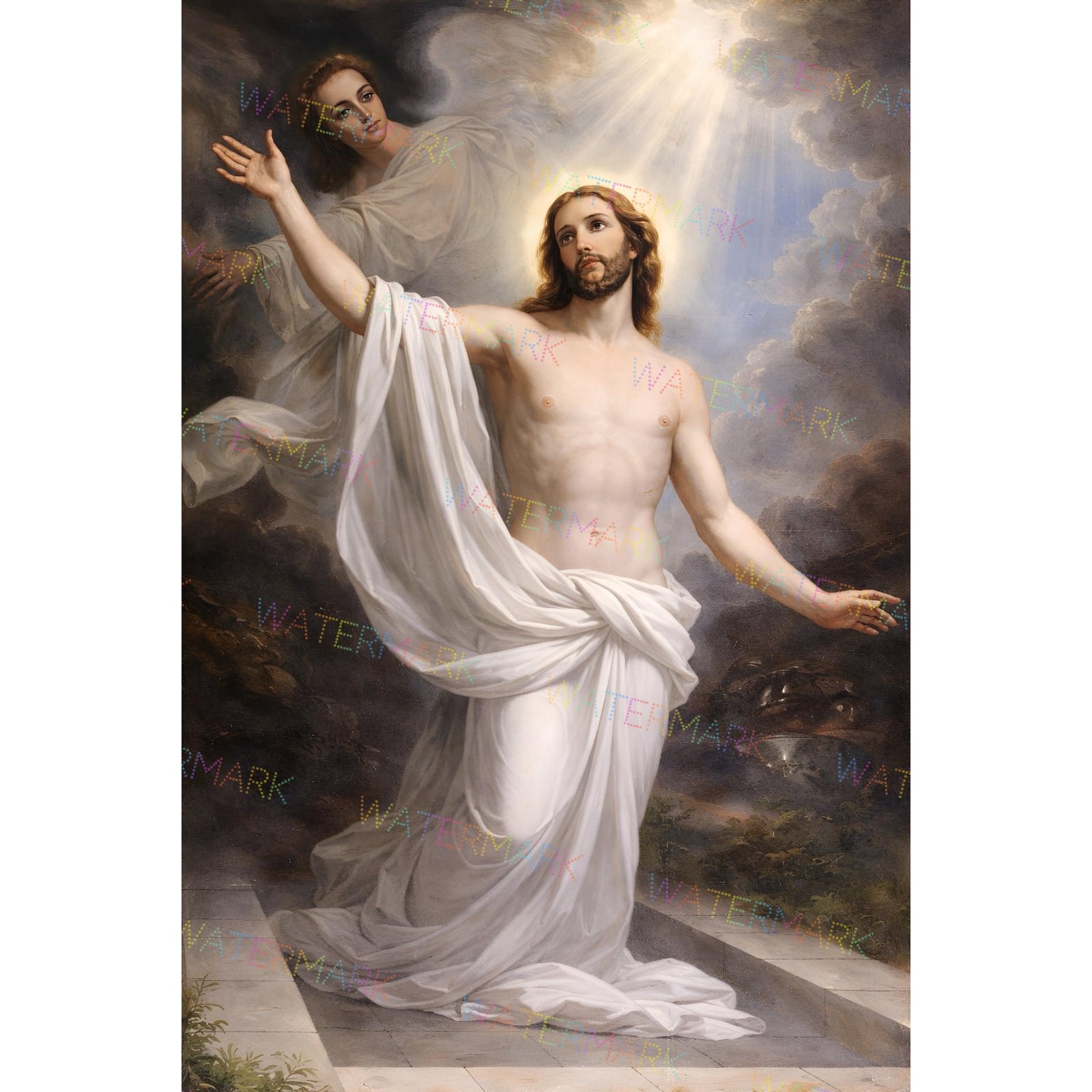He Has Risen Jesus Canvas, Risen Christ Wall Art, Ready to Hang Christian Decor