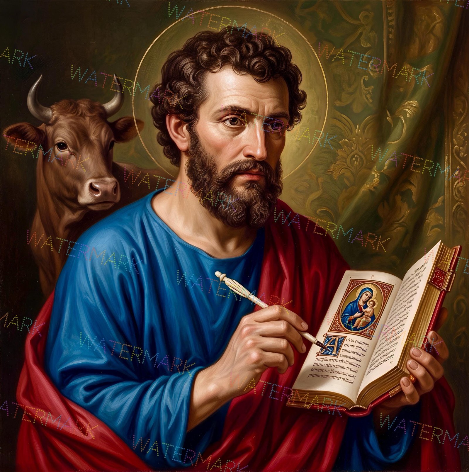 St. Luke the Evangelist Canvas | Catholic Saint & Gospel Writer Art