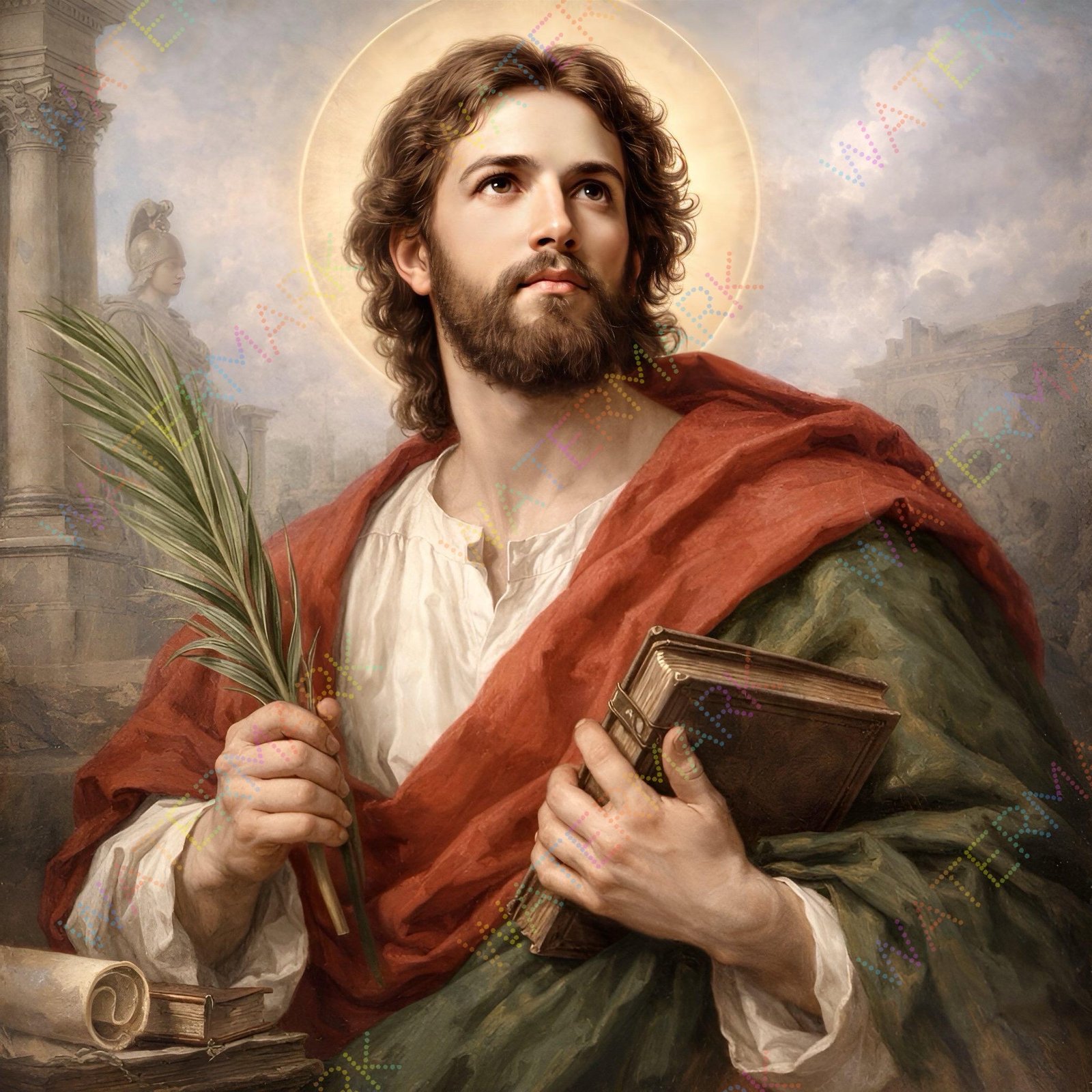 St. Justin Martyr Catholic Canvas Art | Early Church Apologist Saint Wall Decor