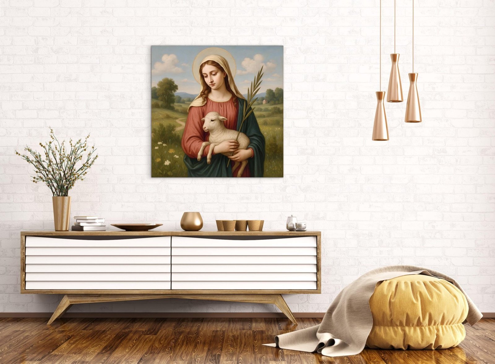 St. Agnes Catholic Art Print | Saint Agnes Painting | Christian Wall Art | Catholic Digital Download | Religious Home Decor - Image 5