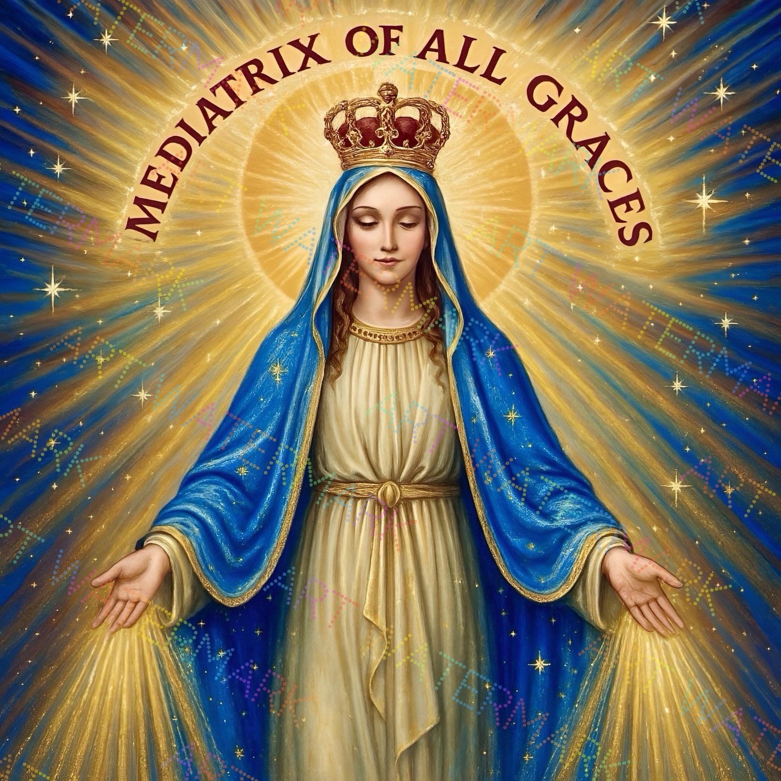 Mediatrix of All Graces Canvas | Blessed Virgin Mary | Catholic Wall Art | Mary Gifts
