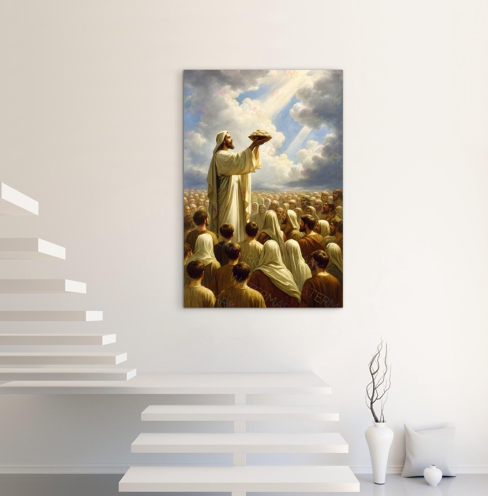 Miracle of the Loaves Digital Download | Jesus Feeding the People Printable Art | Christian Wall Decor | Bible Story Artwork