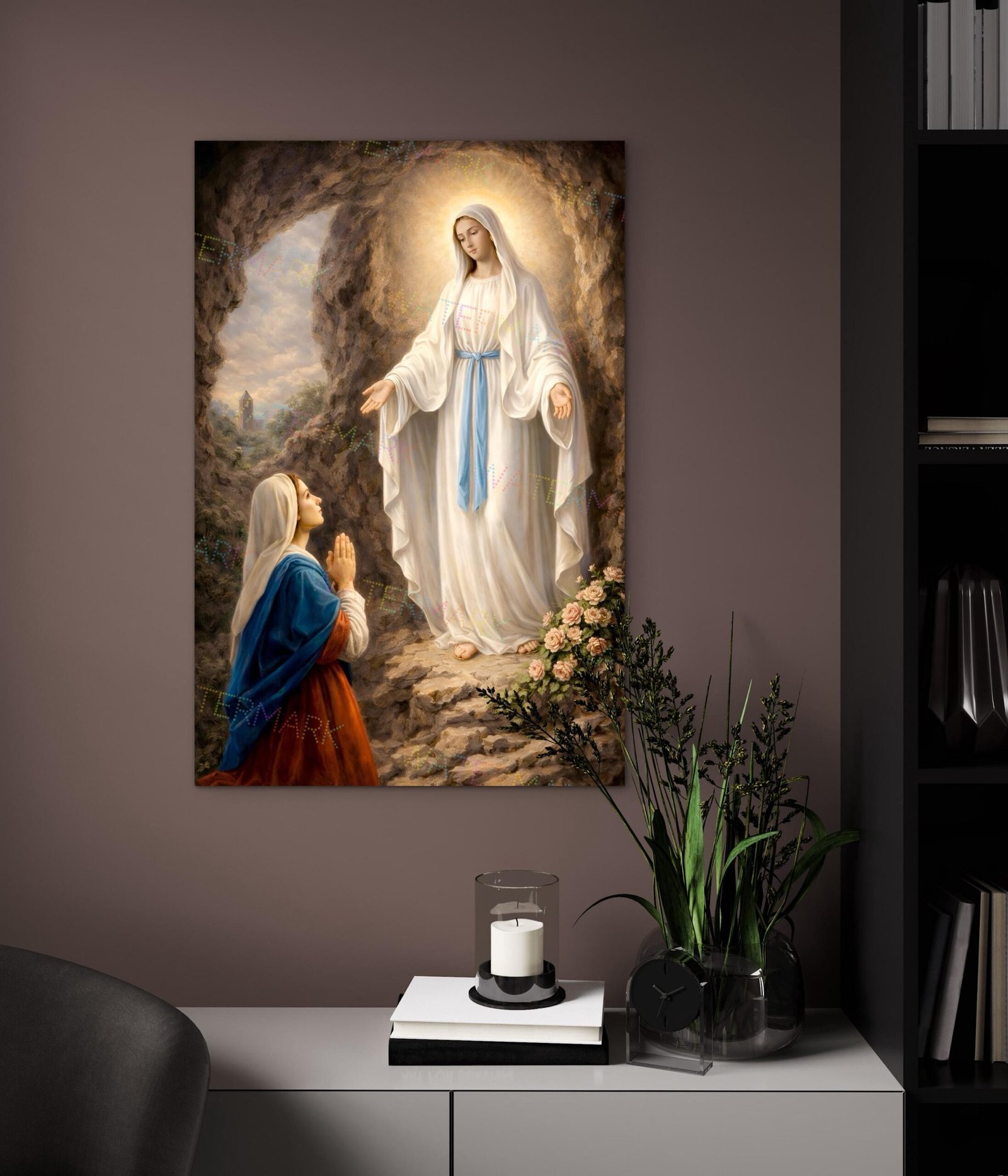 Our Lady of Lourdes | Apparition to St. Bernadette | Picture on Canvas | Artwork - Image 8
