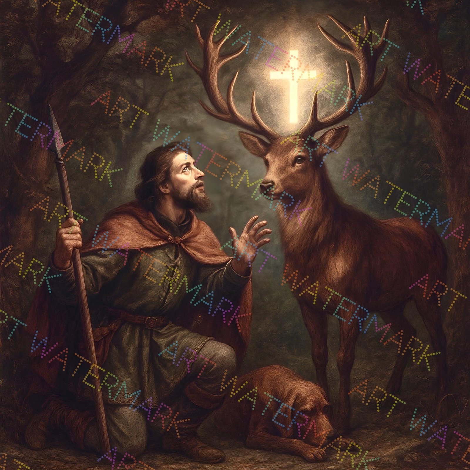 Saint Hubert Canvas Print: Patron Saint of Hunters, Catholic Gift