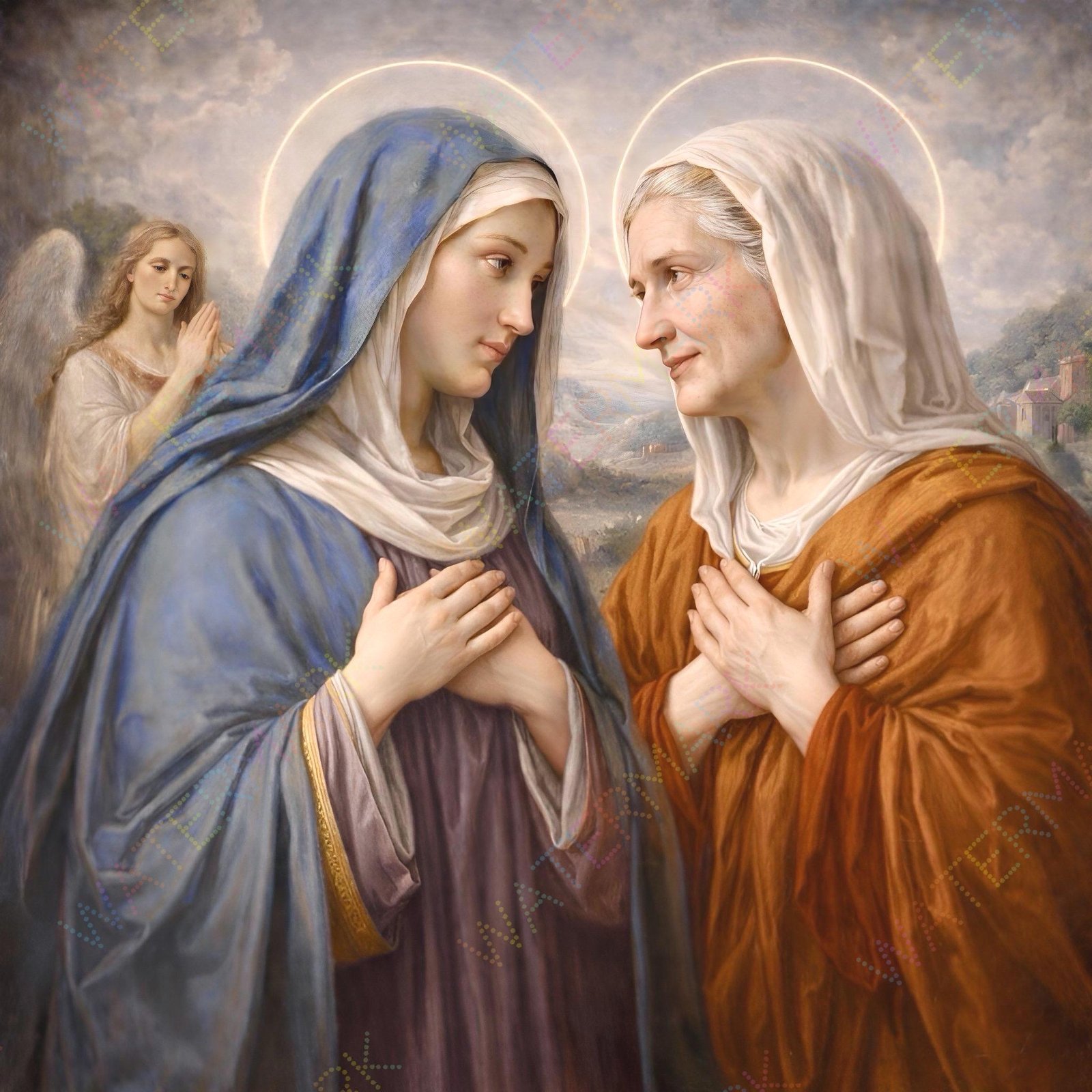 Visitation Canvas: Mary and St. Elizabeth, Catholic Biblical Art