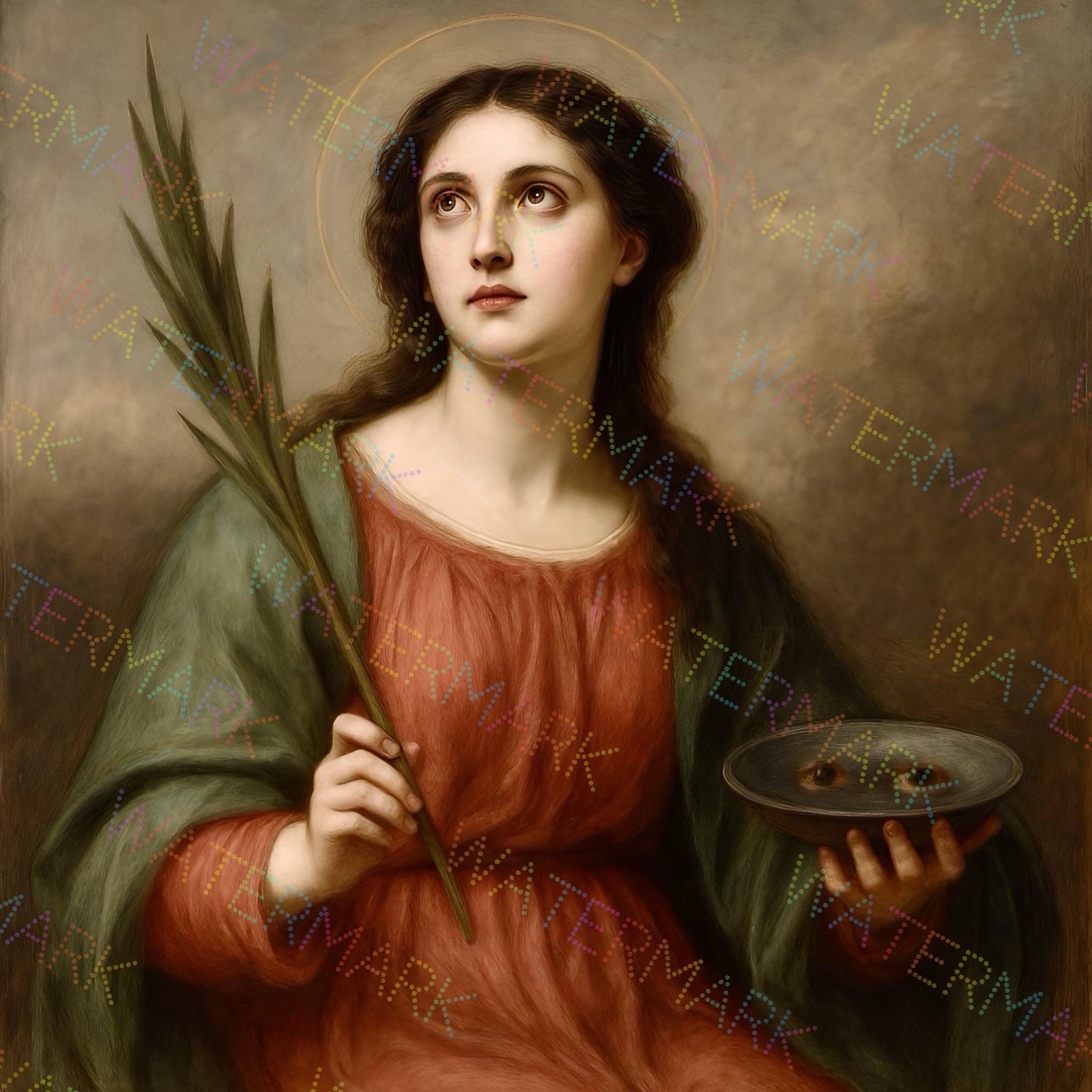 St Lucy (Santa Lucia) Digital Download – Printable Catholic Wall Art – Patron Saint of Eyes – Home Style Religious Print