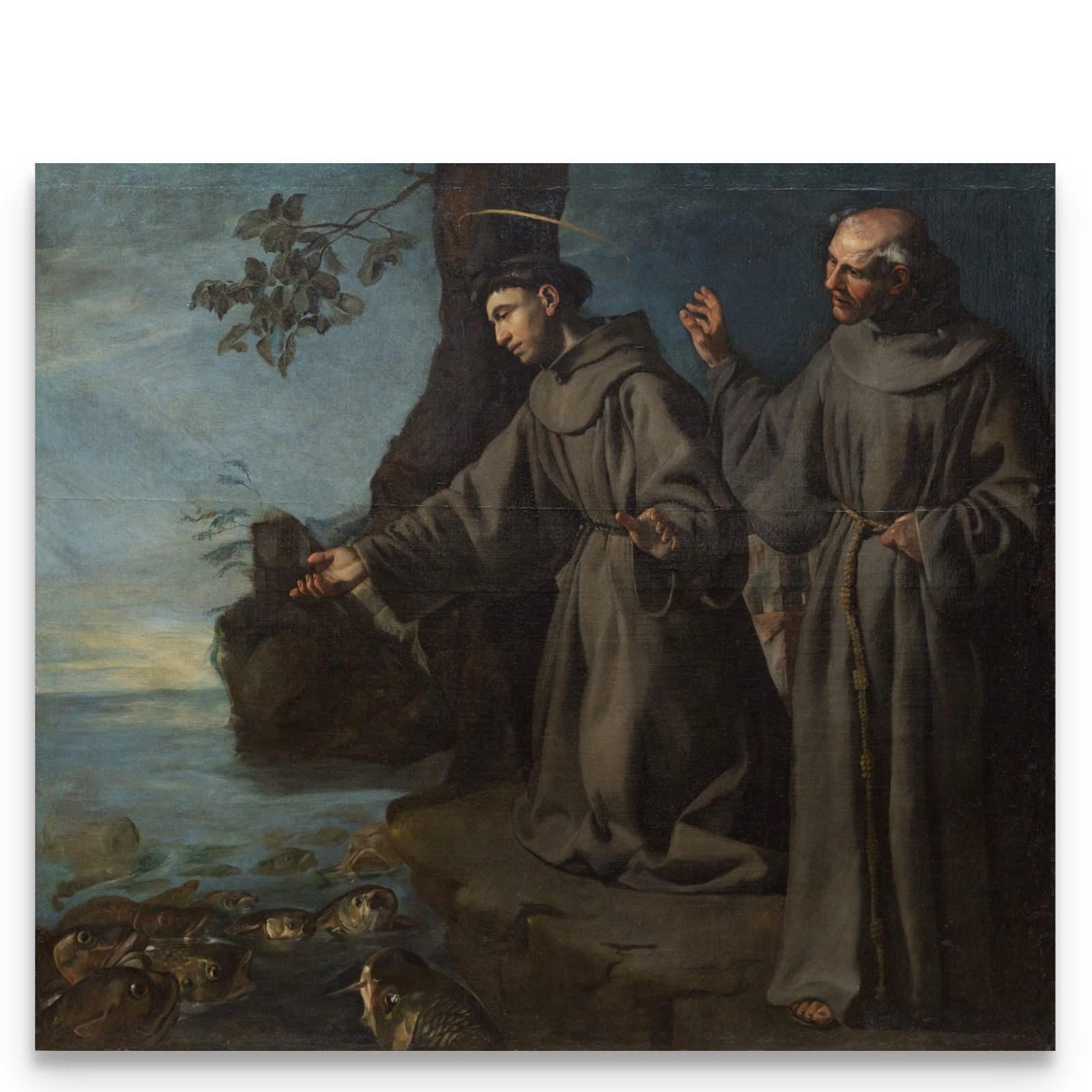 Saint Anthony of Padua Canvas Art: Preaching to Fish, Catholic Decor (12x12)
