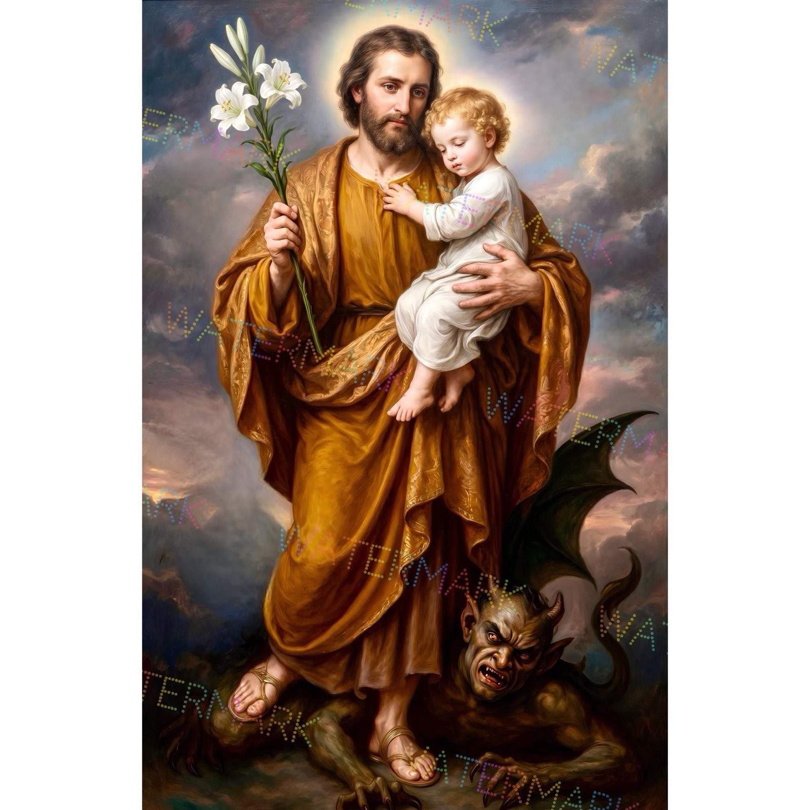 St. Joseph Terror of Demons Canvas Art, Catholic Wall Picture