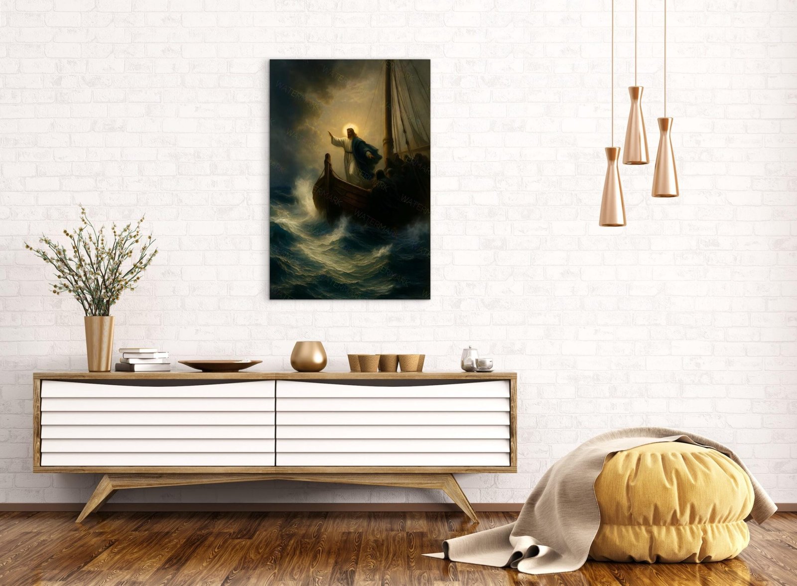Jesus Calming the Seas Canvas | Christ Calms the Storm Painting | Biblical Wall Art | Christian Home Decor | Inspirational Jesus Artwork - Image 5