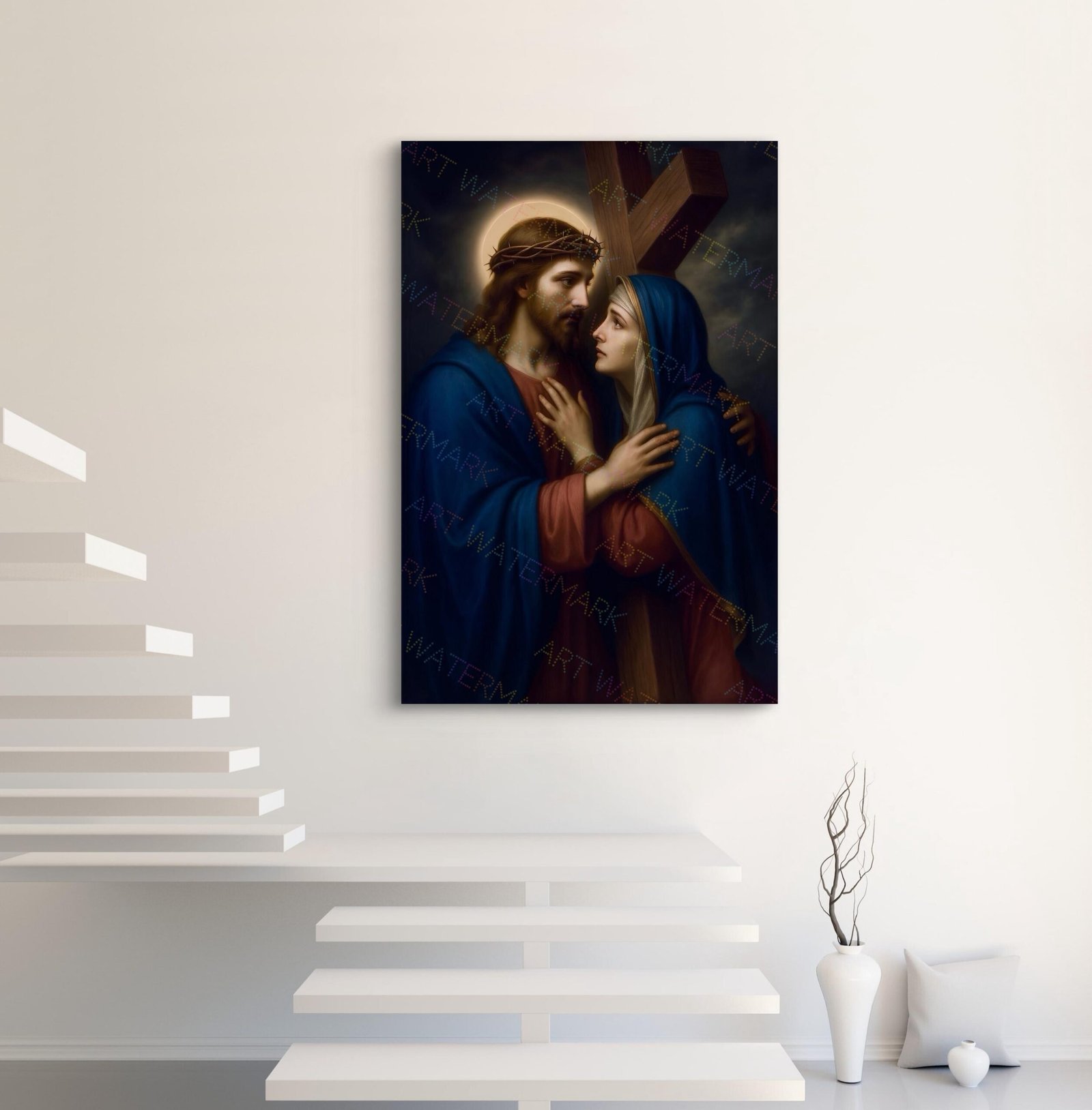 Jesus Meets Mother Canvas: Way of the Cross Catholic Art - Image 7
